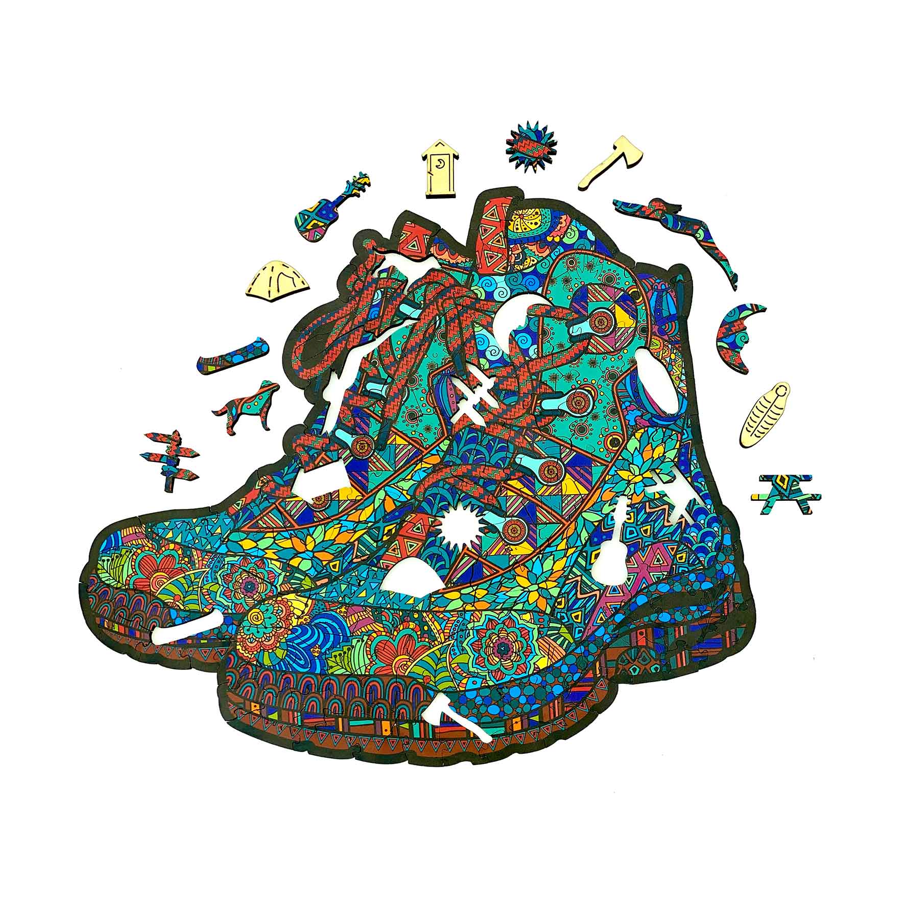Premium Hiking Boots Wooden Puzzle for Adults - Challenging 3D Brain Teaser & Home Decor - Perfect for Camping Enthusiasts & Outdoor Lovers