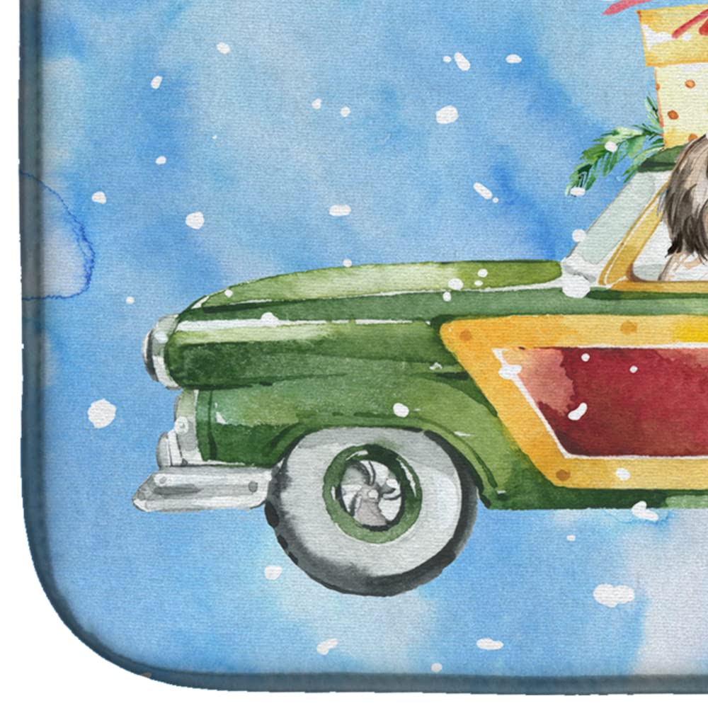 Shih Tzu Christmas Dish Drying Mat - Absorbent Kitchen Counter Pad, 14x21