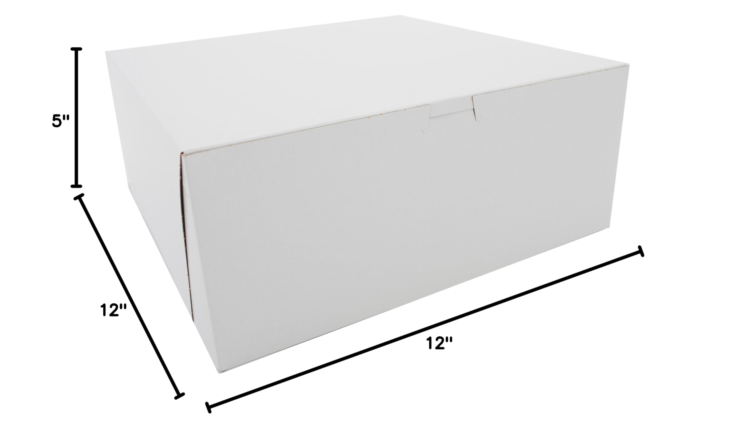 SCT 12x12x5 Inch White Bakery Boxes - 100 Pack, Non-Window One-Piece Paper Cake Boxes for Cupcakes, Donuts, Cookies & Pastries - Perfect for Bakeries, Catering & Party Dessert Display