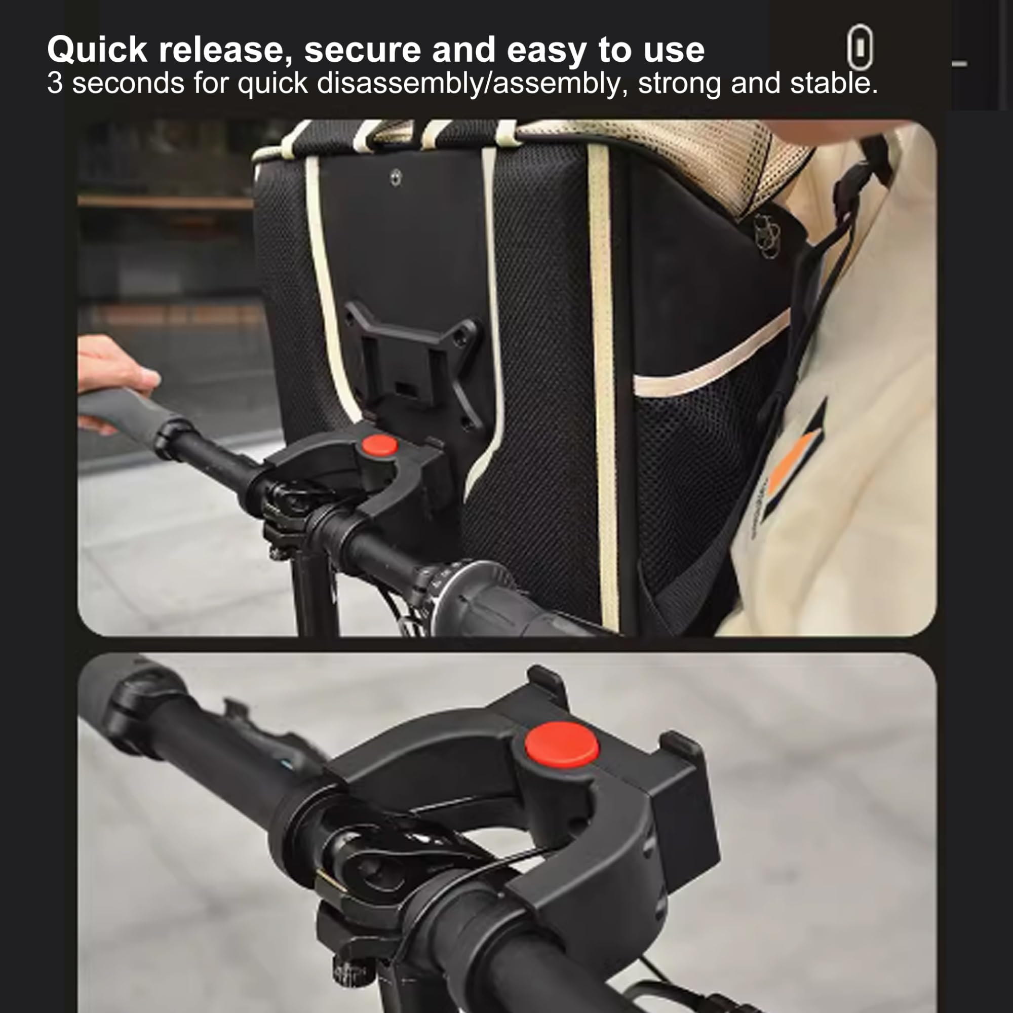 Universal Bike Pet Carrier for Dogs & Cats - Foldable, Removable & Portable Pet Backpack for Bicycles, Travel & School - Multi-Purpose Design with Secure Bike Buckle - Perfect for Outdoor Adventures, Commuting & Daily Use