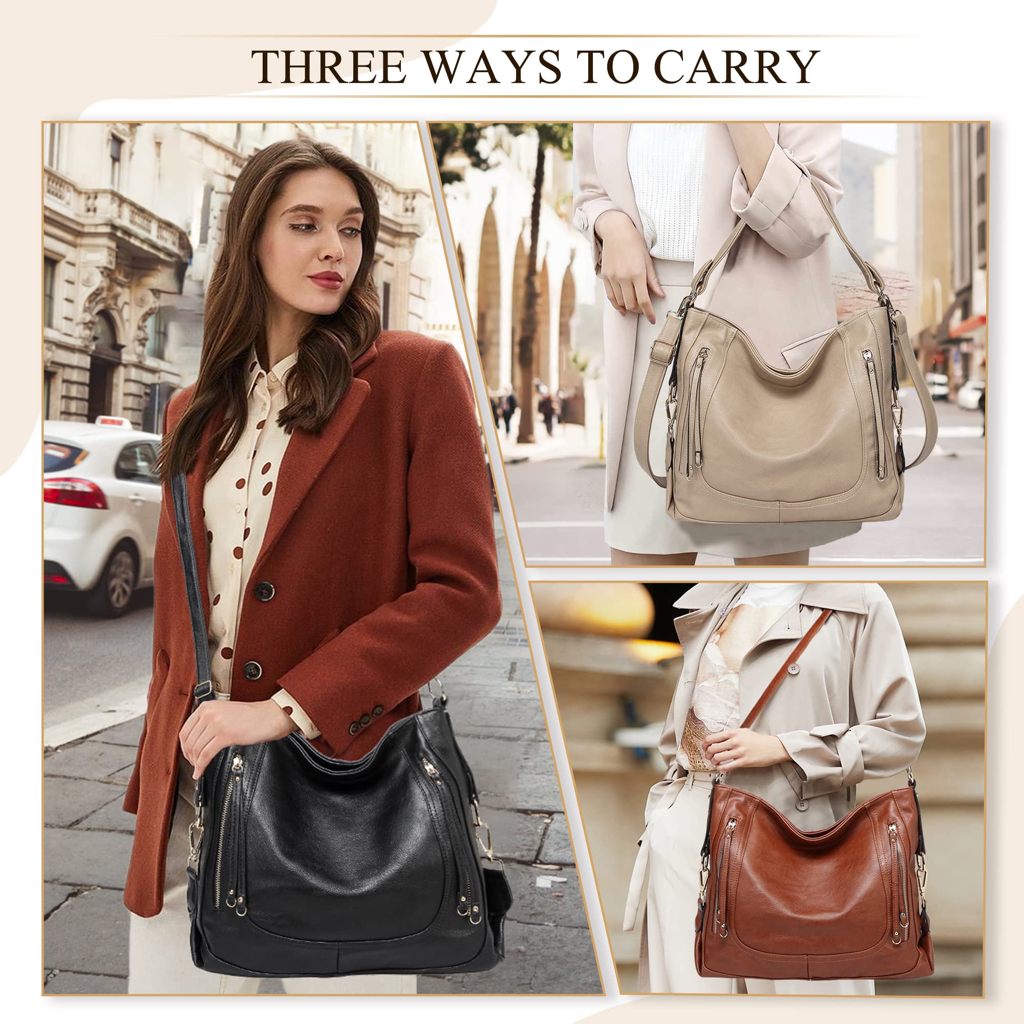 **Kasqo Vegan Leather Hobo Bags for Women - Large Shoulder Purses & Handbags, Fashion Satchel Tote Bag for Work, Travel & Everyday Use**