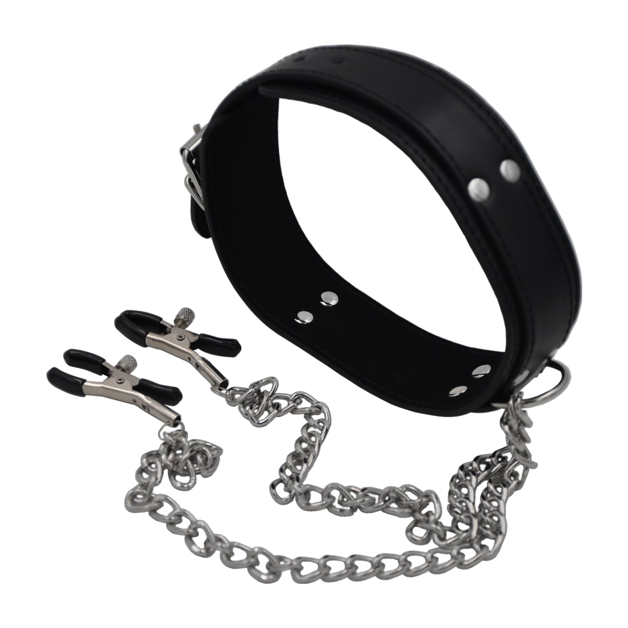 Stainless Steel Adjustable Non-Piercing Nipple Clamps for Women - Fashionable Faux Body Jewelry with Chain Necklace - Perfect for BDSM, Sensual Play & Intimate Accessories