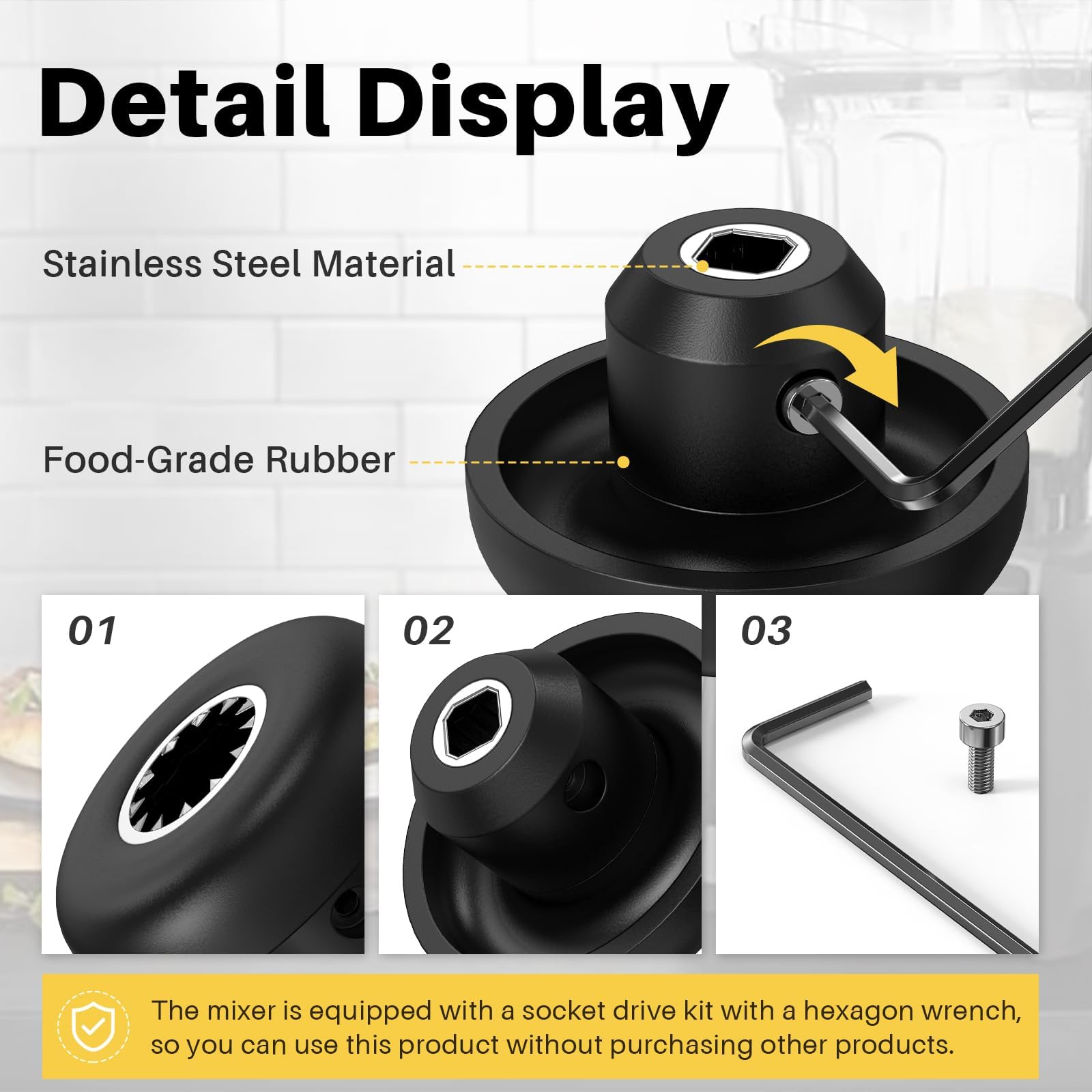 Vitamix Blender Replacement Parts - Compatible with 5200 & 6300 Series - Blade Drive Socket Wrench & Allen Key Accessories for 64oz & 32oz Containers - Perfect for Smoothies, Soups & Nut Butters