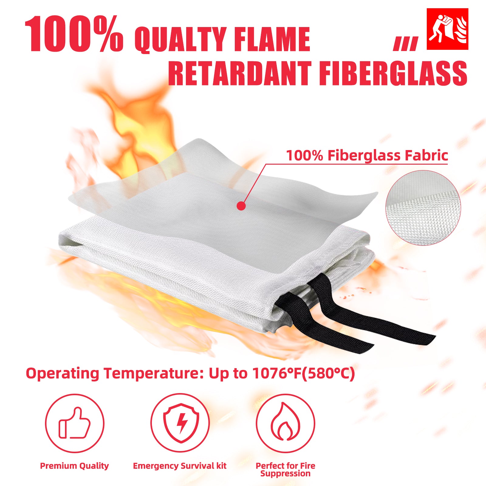WETENE Fire Blanket Emergency - 4 Pack Fireproof Blanket for Kitchen, Camping, Grill, Car, Office & More | Fire Retardant Safety Blanket for Home, School, Warehouse & Outdoor Use - Perfect for Cooking, BBQ, Fireplace & Emergency Situations