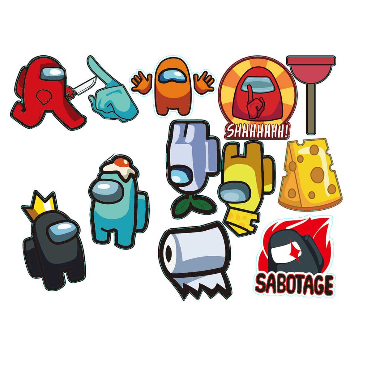 Among Us Photo Booth Props Set - 12 Piece Party Supplies for Game Themed Events, Birthday Parties & Cosplay Fun