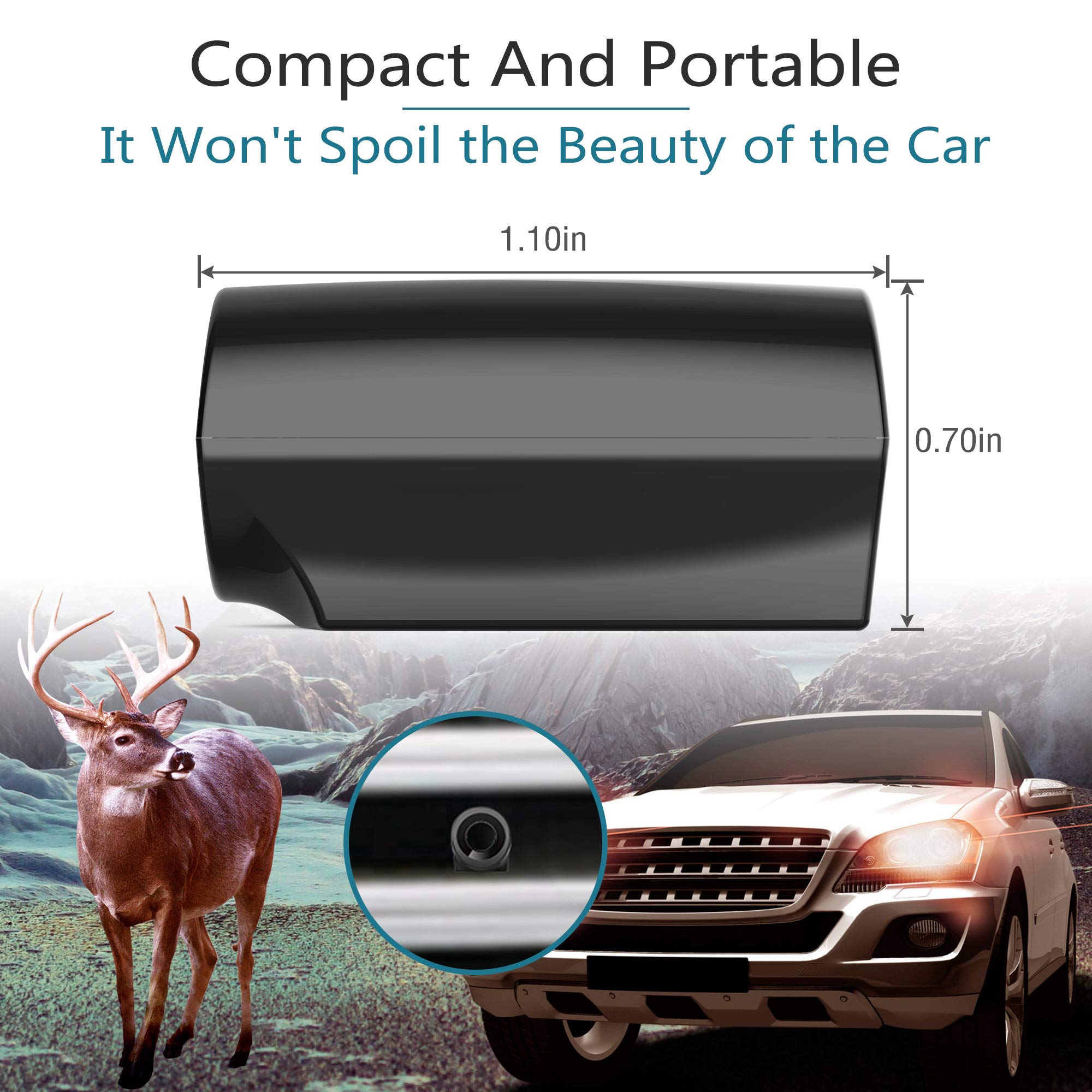 Elook Deer Warning Whistles for Cars - 9 Pack Mini Ultrasonic Animal Repellent with Upgraded Acrylic Double-Sided Tape (Patent Registered) - Prevent Deer Collisions on Highways & Rural Roads