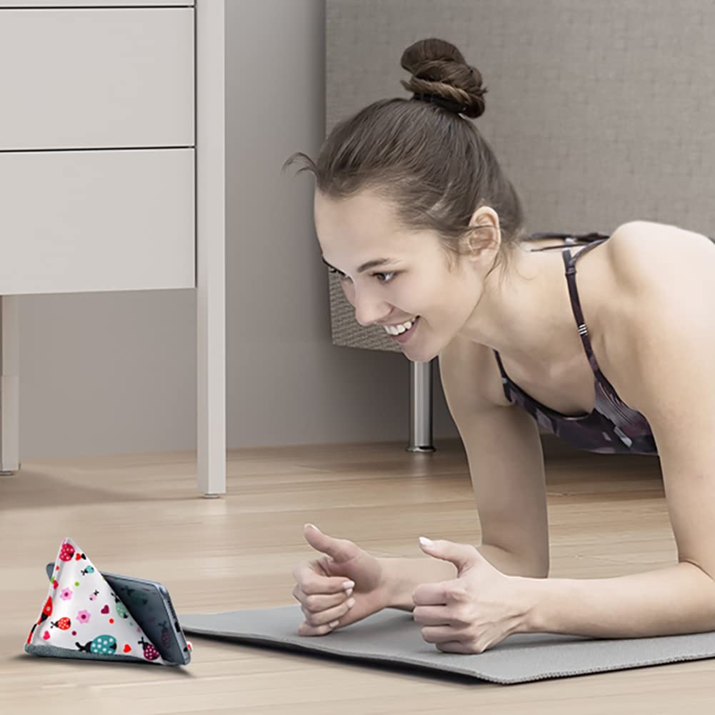 Handmade Fabric Phone Stand & Pillow Holder for iPhone X, iPhone 13 - Cute Ladybird Bean Bag Cushion Desk Accessory | Perfect for Office, Bedroom & Travel Use