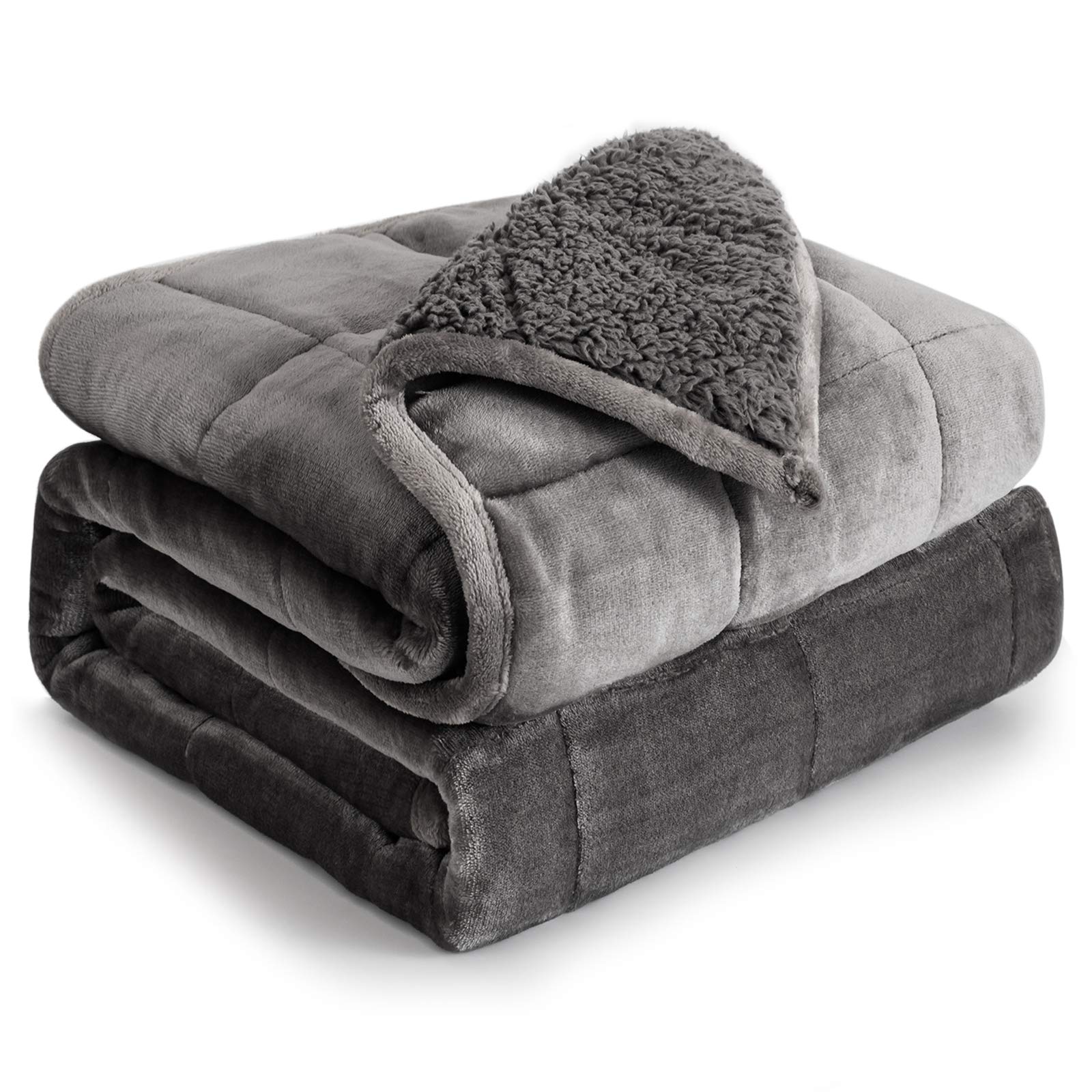 20lbs Cottonblue Weighted Blanket for Adults - Queen Size 60x80 Inches, Grey Sherpa & Fleece Heavy Blanket - Soft Cozy Plush Minky Weighted Throw for Sofa, Bed & Relaxation - Perfect for Stress Relief, Anxiety & Better Sleep