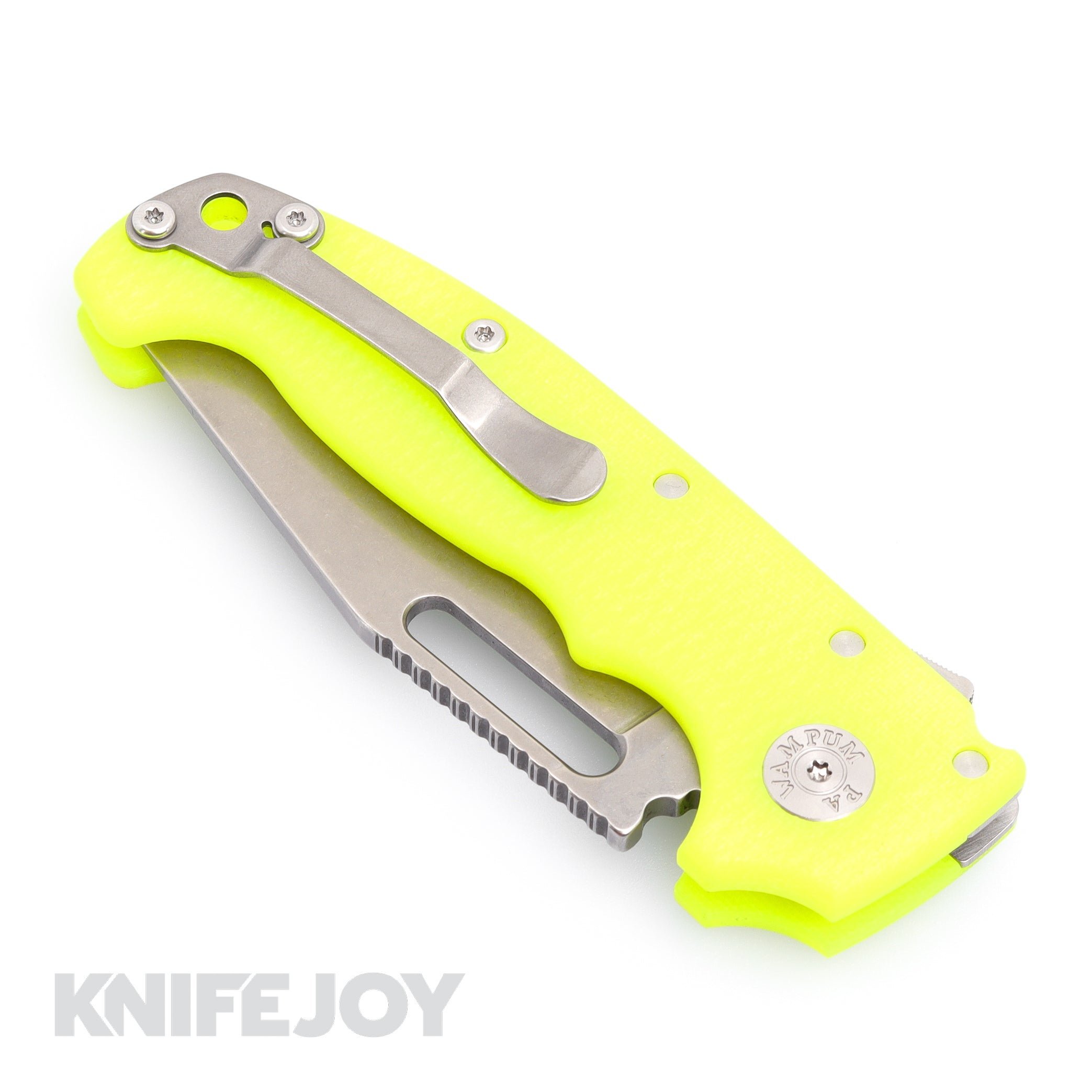 Demko AD20 Folding Knife - 3V Steel Clip Point Blade, Full Flat Grind (FFG), DayGlow G10 Handles - EDC, Outdoor, Camping & Tactical Use