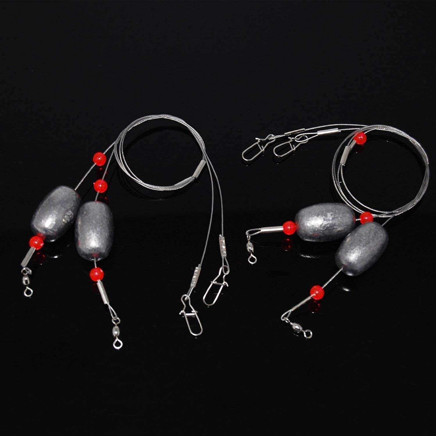 6pcs Saltwater Fishing Egg Sinker Weight Rigs with Wire Leader & Swivels - Flounder, Grouper Bottom Fishing Gear for Ocean & Deep Sea Angling - Perfect for Offshore, Pier, and Boat Fishing Adventures