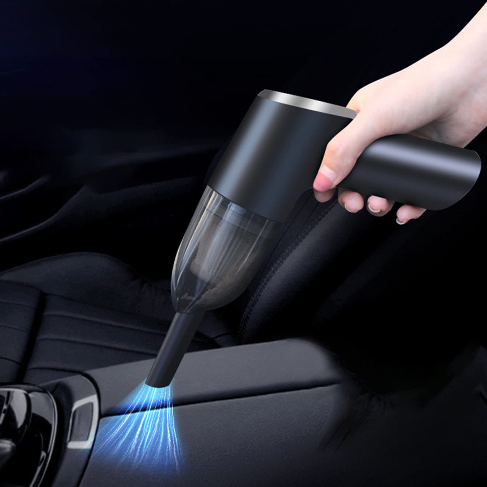 Senier Portable Handheld Car Vacuum - Wireless Wet/Dry Cleaner for Home & Car (Black)