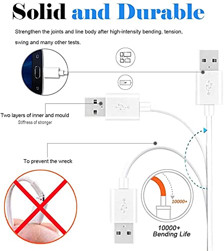 Premium White Micro USB Charging & Data Sync Cable for Amazon Kindle, Kobo E-Readers, Paperwhite, Fire HD (Pre-2021 Models) - Fast Charging & Reliable Data Transfer for eBook Readers & Tablets at Home, Office or Travel