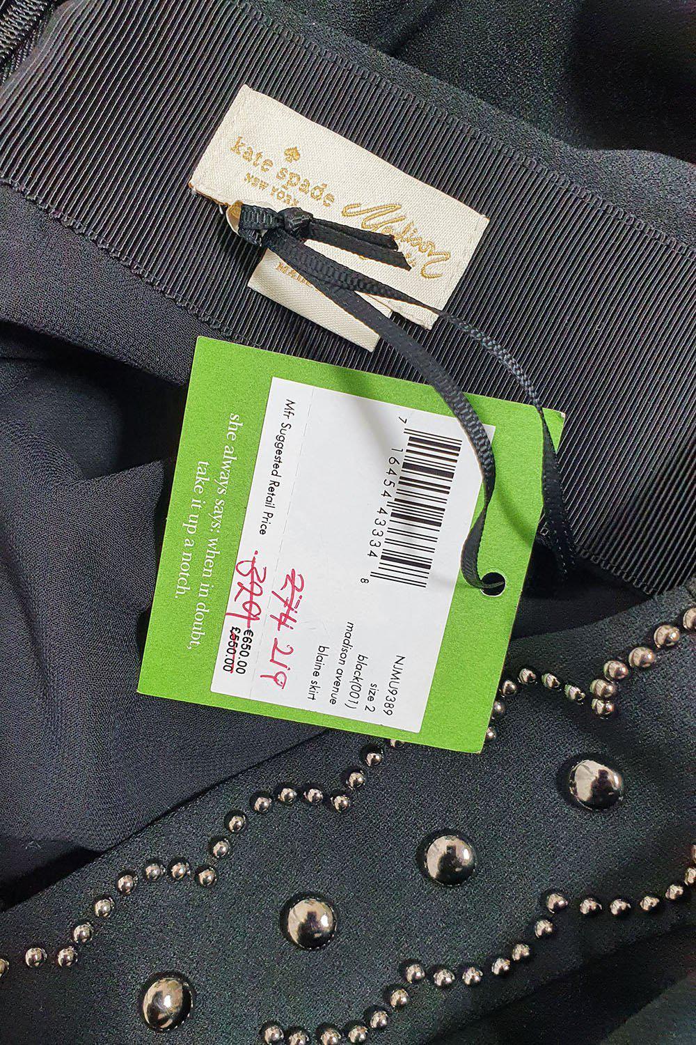Kate Spade Madison Avenue Black Blaire Midi Skirt - Women's Classic A-Line Skirt (US Size 2 | UK Size 6) | Perfect for Office Wear, Cocktail Parties & Formal Events