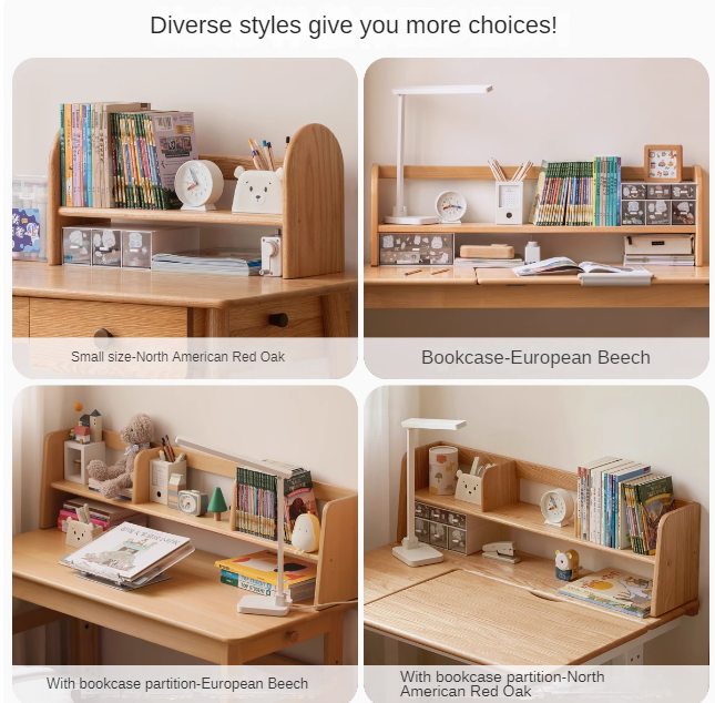 Solid Wood Beech & Oak Nordic Style Bookshelf - Modern Study Room & Home Office Storage Solution for Books & Decor