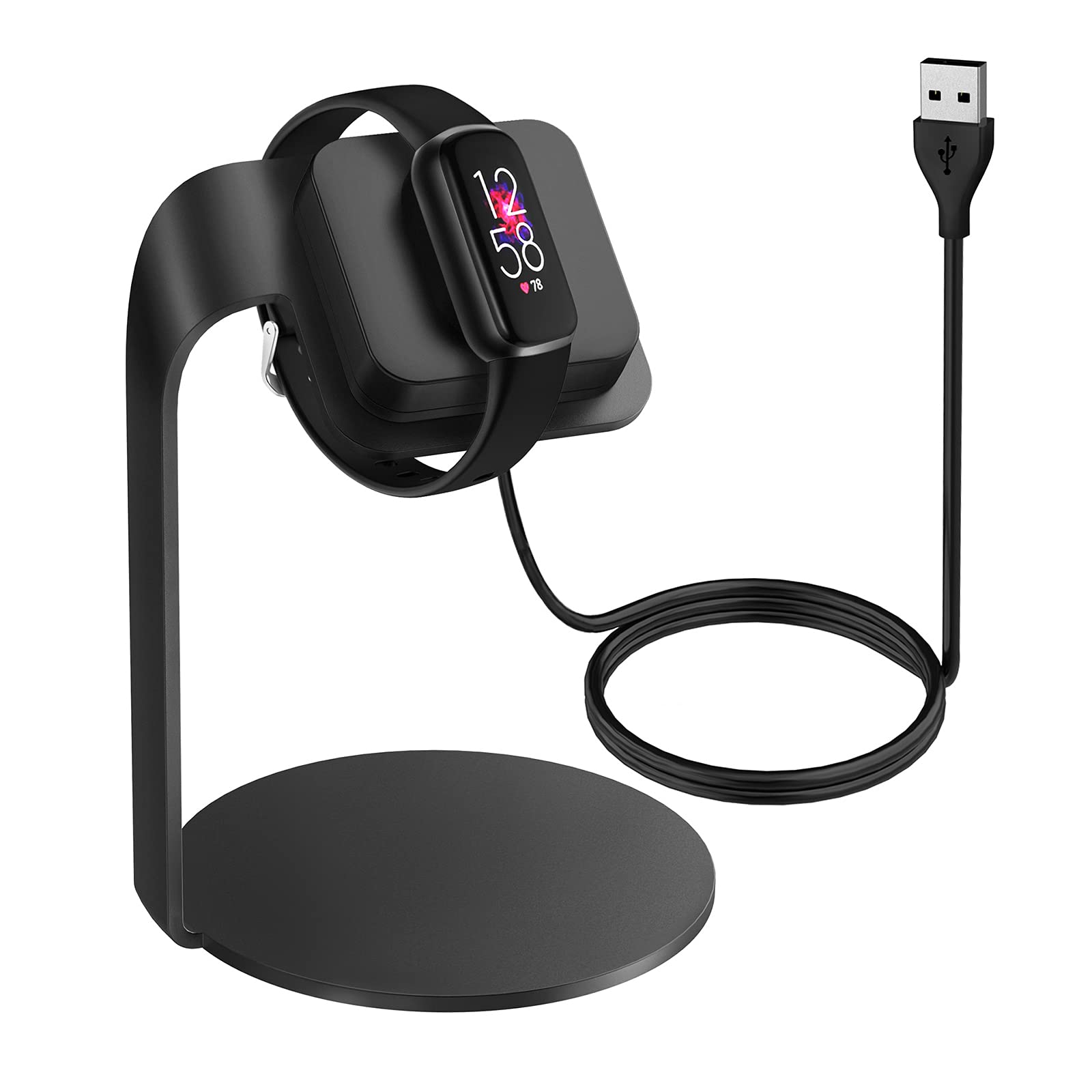 Lamshaw Fitbit Luxe Charger - Replacement Charging Cable Dock Stand Station Base Cradle for Fitbit Luxe Fitness Tracker (Black) | Perfect for Home, Office & Travel Use