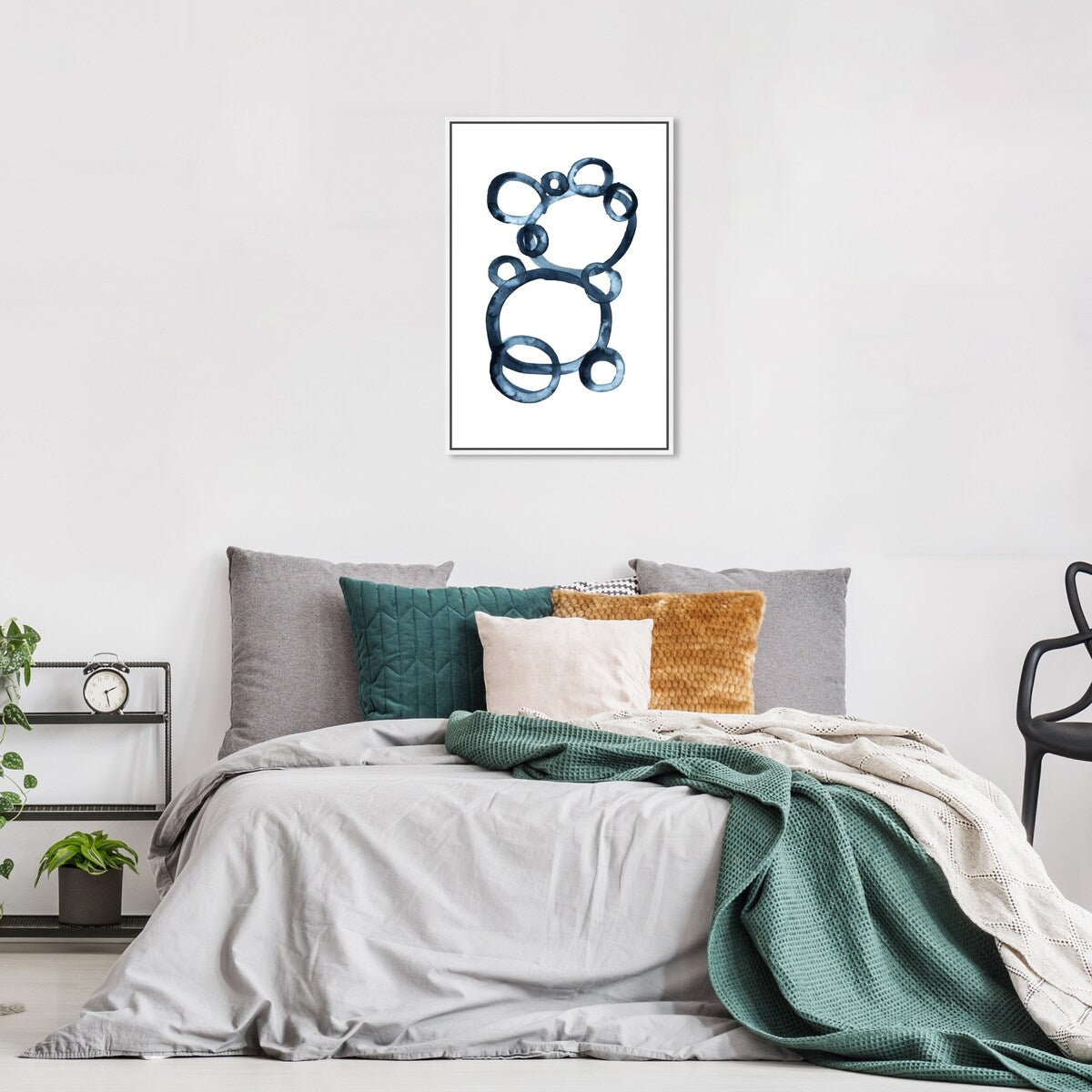 Bear Bubbles Canvas Wall Art - Modern Baby Bear Finger Painting Nursery Decor - White Framed Contemporary Print for Boys Bedroom - Perfect for Kids Room, Playroom & Nursery Decorations