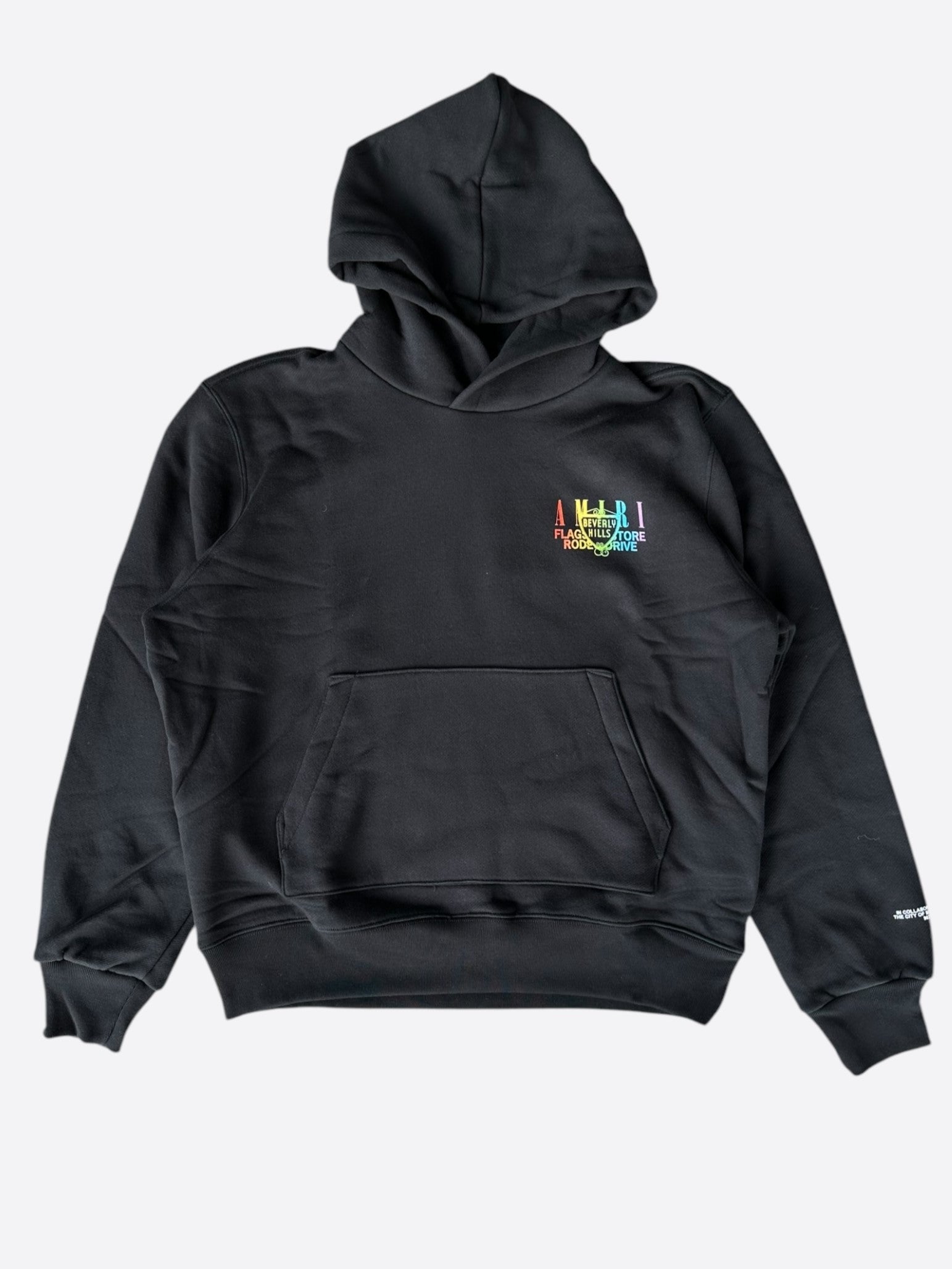 Amiri Black Rainbow Beverly Hills Hoodie - Men's Luxury Streetwear Pullover for Casual & Urban Style - Perfect for Street Fashion & Night Out
