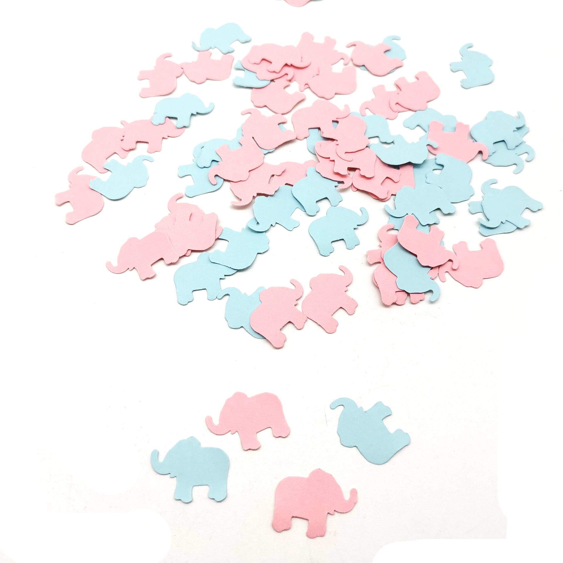 Pink and Blue Elephant Confetti - 200 Pieces for Baby Shower, Birthday Party, Gender Reveal - Elephant Theme Party Decorations & Scatter for Girls & Boys - Perfect for Cake Toppers, Table Decor, Photo Backdrops