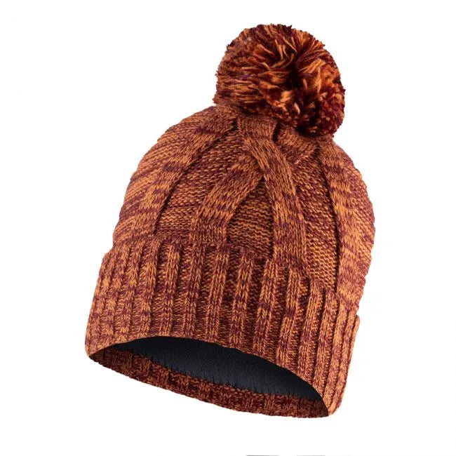 BUFF Blein Maroon Knitted Fleece Winter Hat for Men & Women - Warm Beanie for Skiing, Hiking, and Outdoor Activities