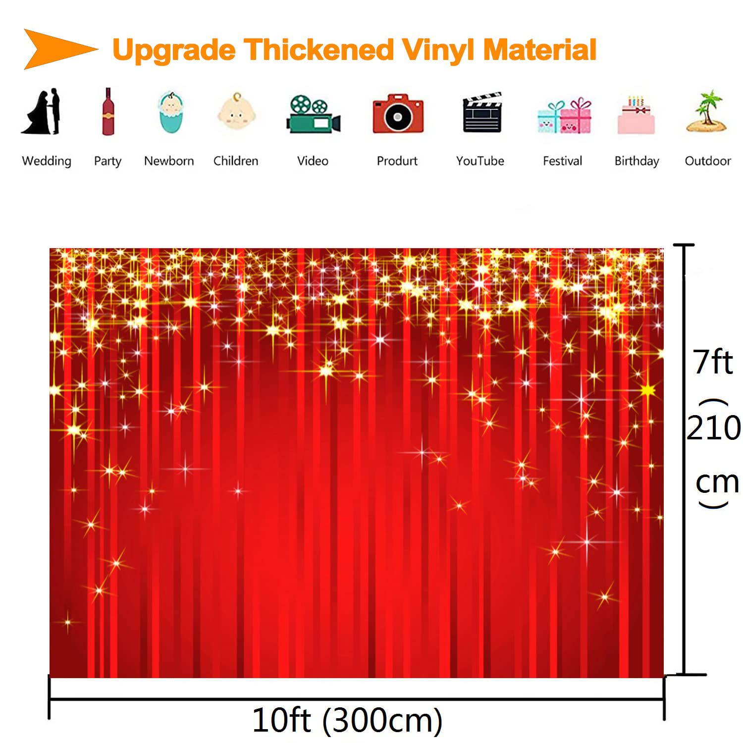 10x7ft Red & Gold Glitter Backdrop - Sparkle Red Carpet Curtain for Christmas Photography, Hollywood Party Decor, Indian Wedding, Birthday Banner & Photo Booth Shoot | Perfect for Xmas Celebrations, Festive Events & Professional Photography