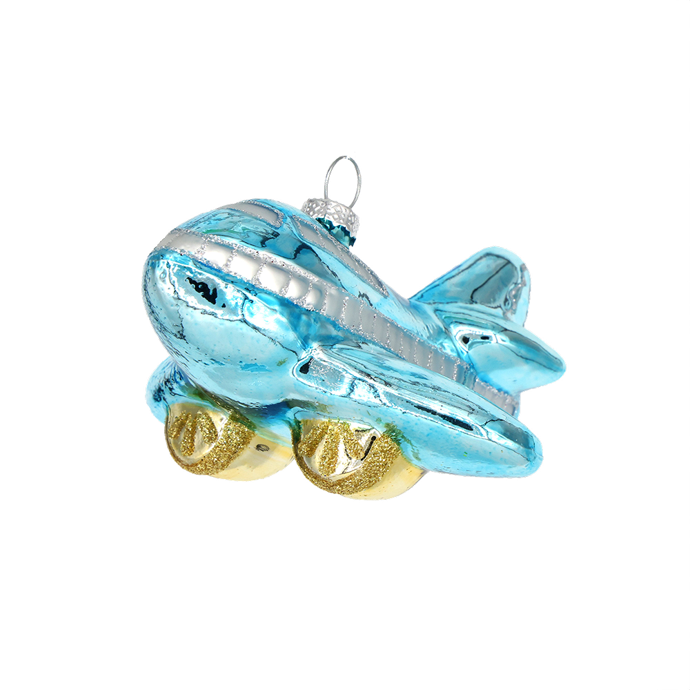 Blue Airplane Ornament - Handcrafted Metal Plane Decor for Home, Office & Christmas Tree - Perfect for Aviation Enthusiasts & Travel Lovers