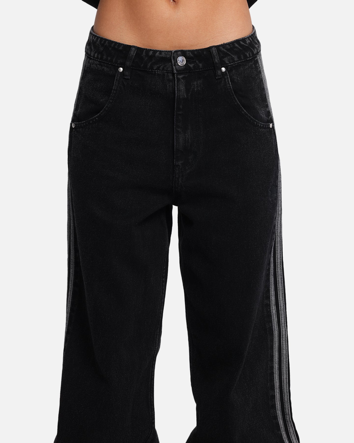 Adidas Adicolor Denim Firebird Track Pants for Men - True Black | Casual Streetwear & Athletic Joggers for Running, Gym, and Everyday Wear