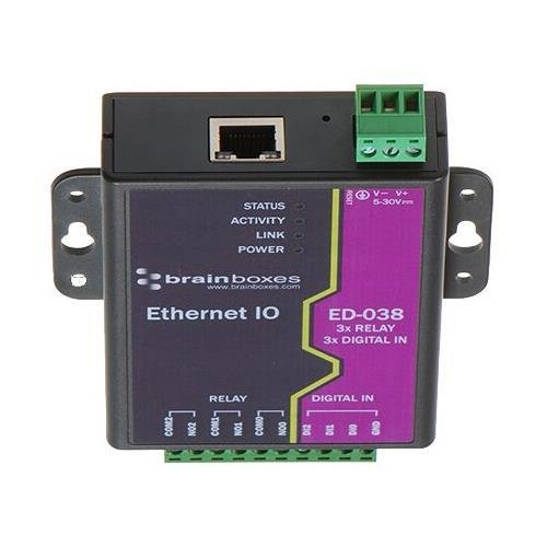Brainboxes ED-038 Ethernet to Digital I/O Relay Module - Industrial Automation & Remote Control Solution for Smart Homes, IoT Devices, and Factory Equipment