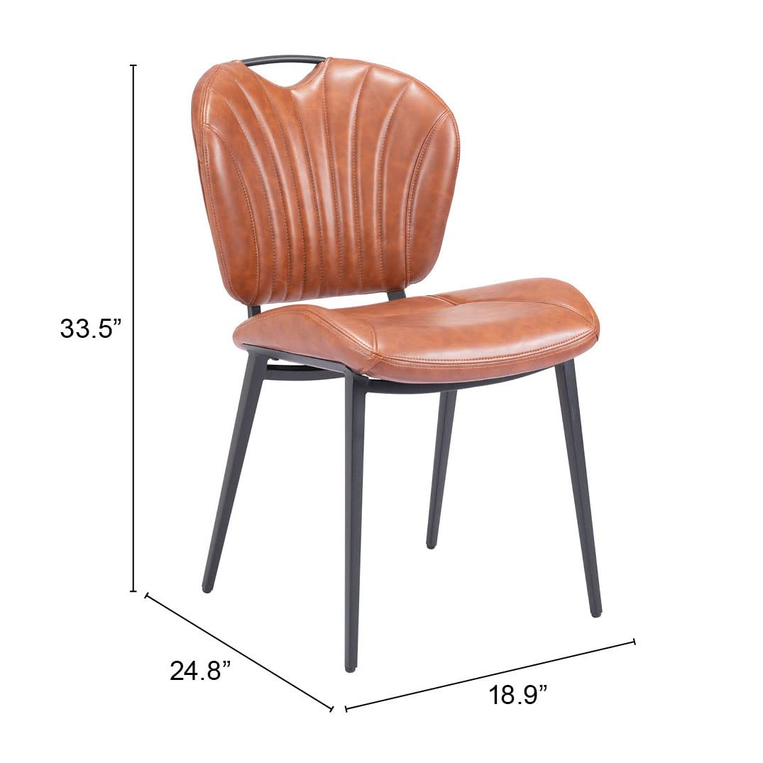 Zuo Terrence Vintage Brown Dining Chair - Mid-Century Modern Style for Kitchen, Dining Room & Office - Comfortable & Durable