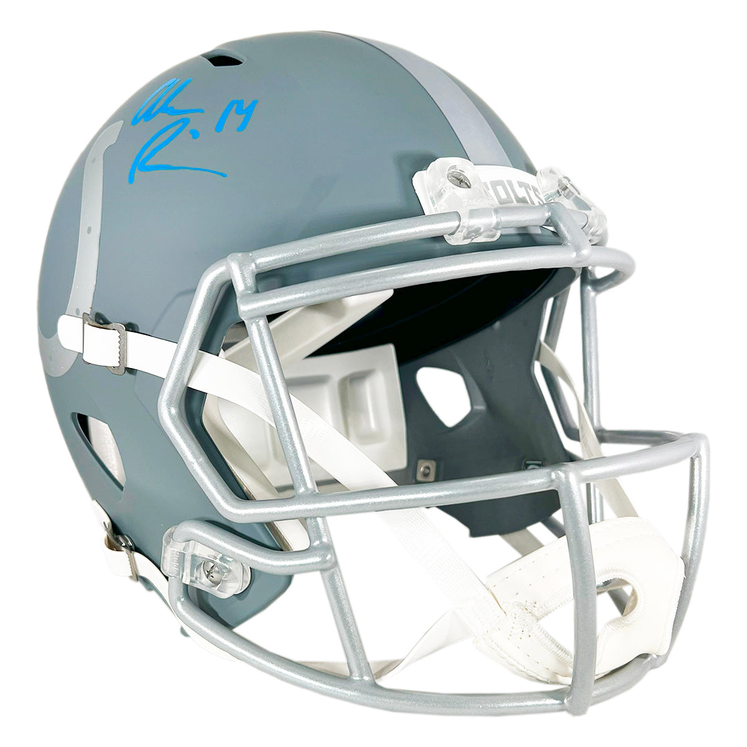 Alec Pierce Autographed Indianapolis Colts Slate Alternate Speed Full Size Replica Football Helmet with JSA Certificate - Perfect for NFL Fans, Collectors, and Sports Memorabilia Displays