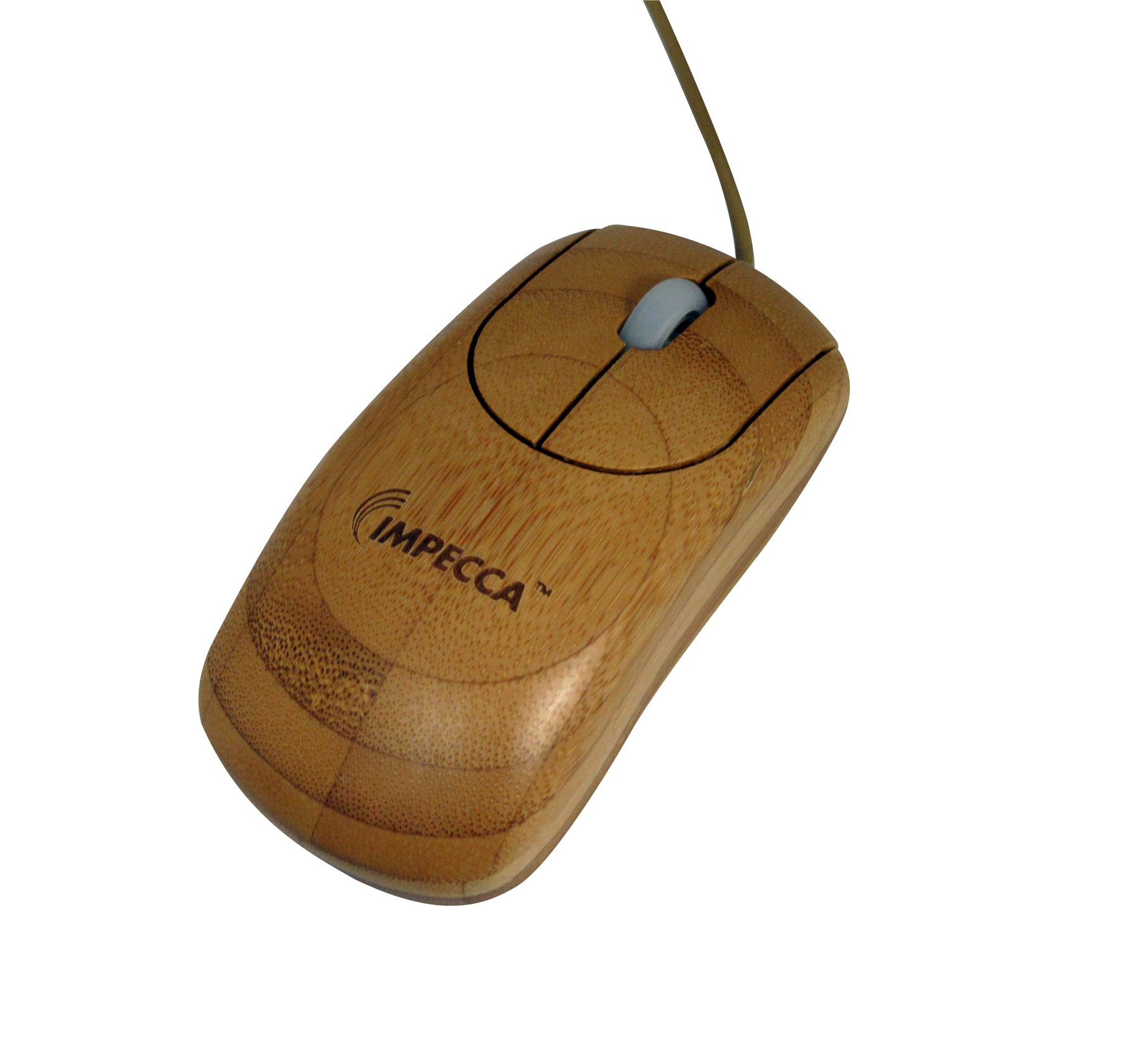 Impecca WMB101 Natural Bamboo Custom Carved USB Mouse - Ergonomic Wireless Computer Mouse for Office, Home & Gaming - Eco-Friendly Design for PC, Laptop & Mac Users