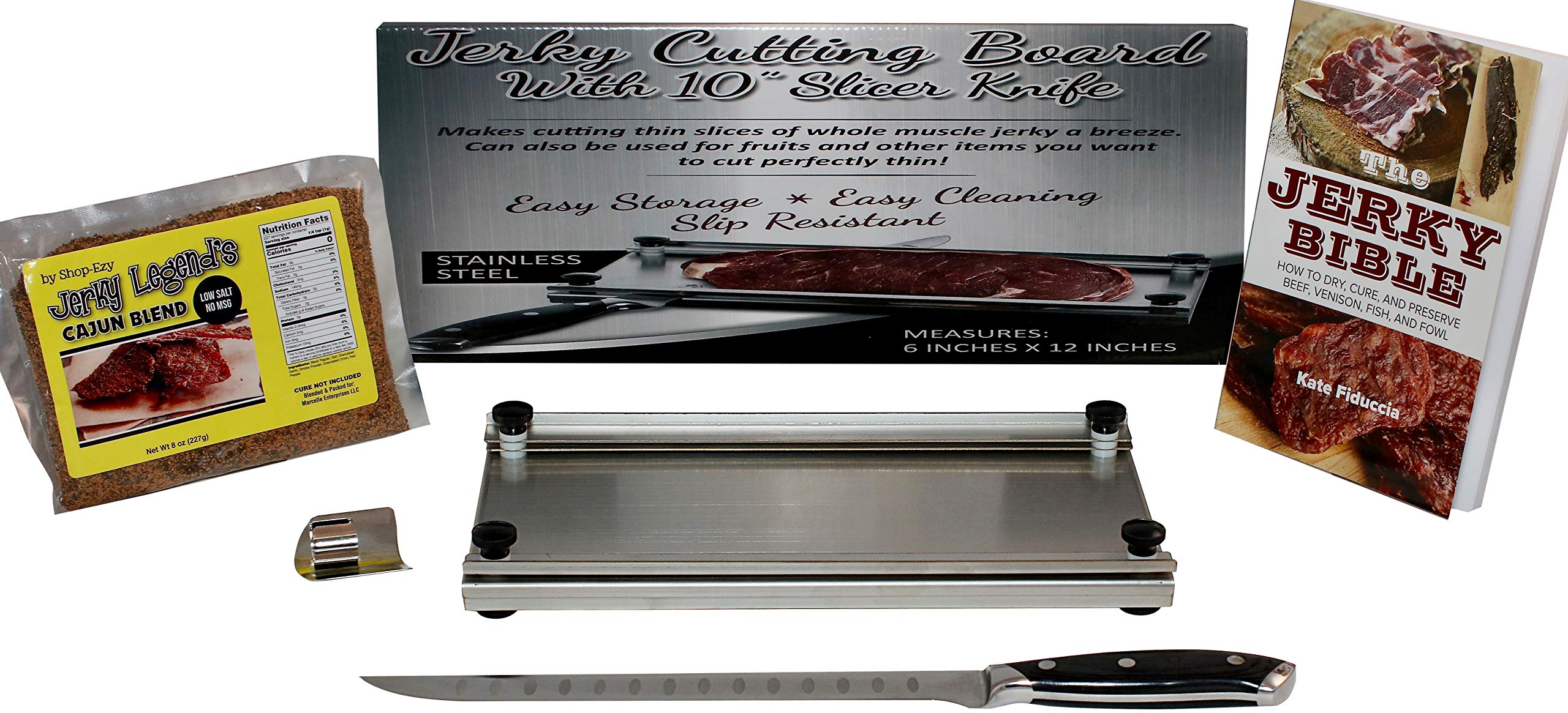 Premium Jerky Maker Kit - Professional Slicing Board & Carving Knife with 8oz Seasoning Pack & Recipe Guide | Perfect for Homemade Beef Jerky, Camping Snacks & Outdoor Adventures