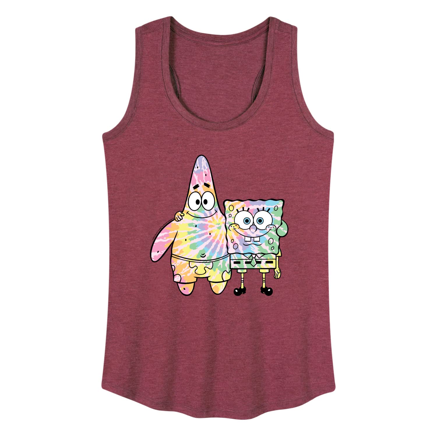Spongebob and Patrick Tie Dye Women's Racerback Tank Top - HYBRID APPAREL - Soft Breathable Summer Casual Wear for Beach, Gym & Everyday Outfits