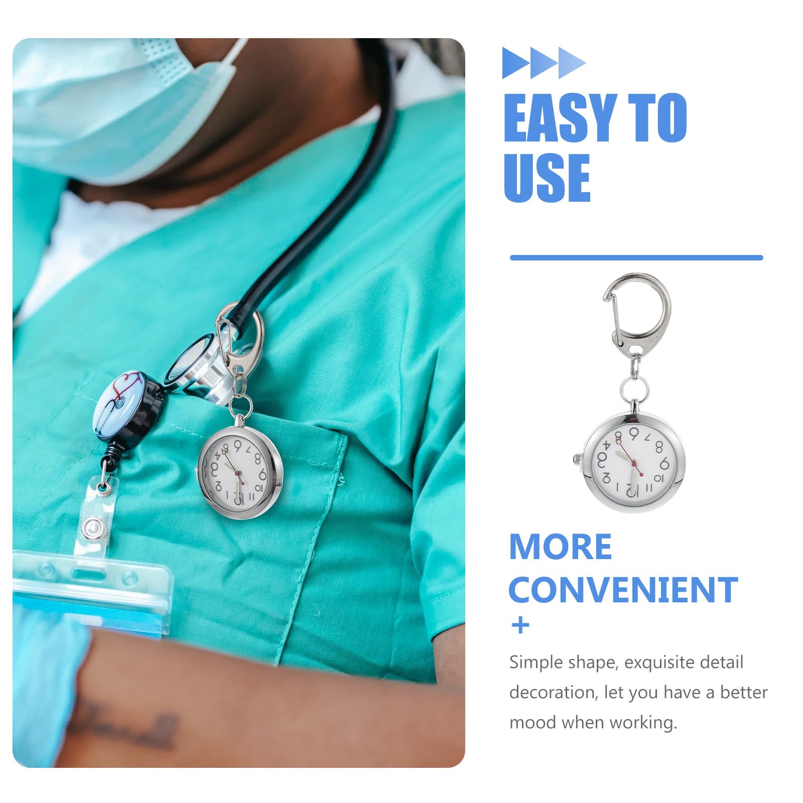 Clip On Hanging Lapel Watch for Nurses & Doctors - Retractable Digital Nurse Fob Watch with Night Glow - Perfect for Medical Professionals & Students (Silver) | Ideal for Hospital Shifts, Clinical Rounds & Healthcare Work
