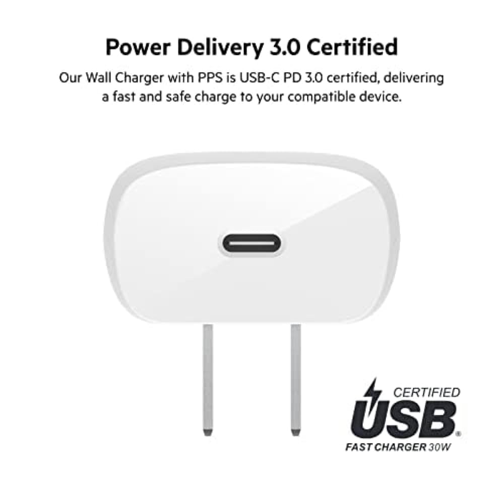 Belkin 30W USB-C Wall Charger Fast Charging Block - Compatible with iPhone 16/16 Pro/16 Plus/15/15 Plus/14 Pro Max, Galaxy S25, iPad, AirPods - Compact USB-C Power Adapter (2-Pack) for Home, Office & Travel Charging