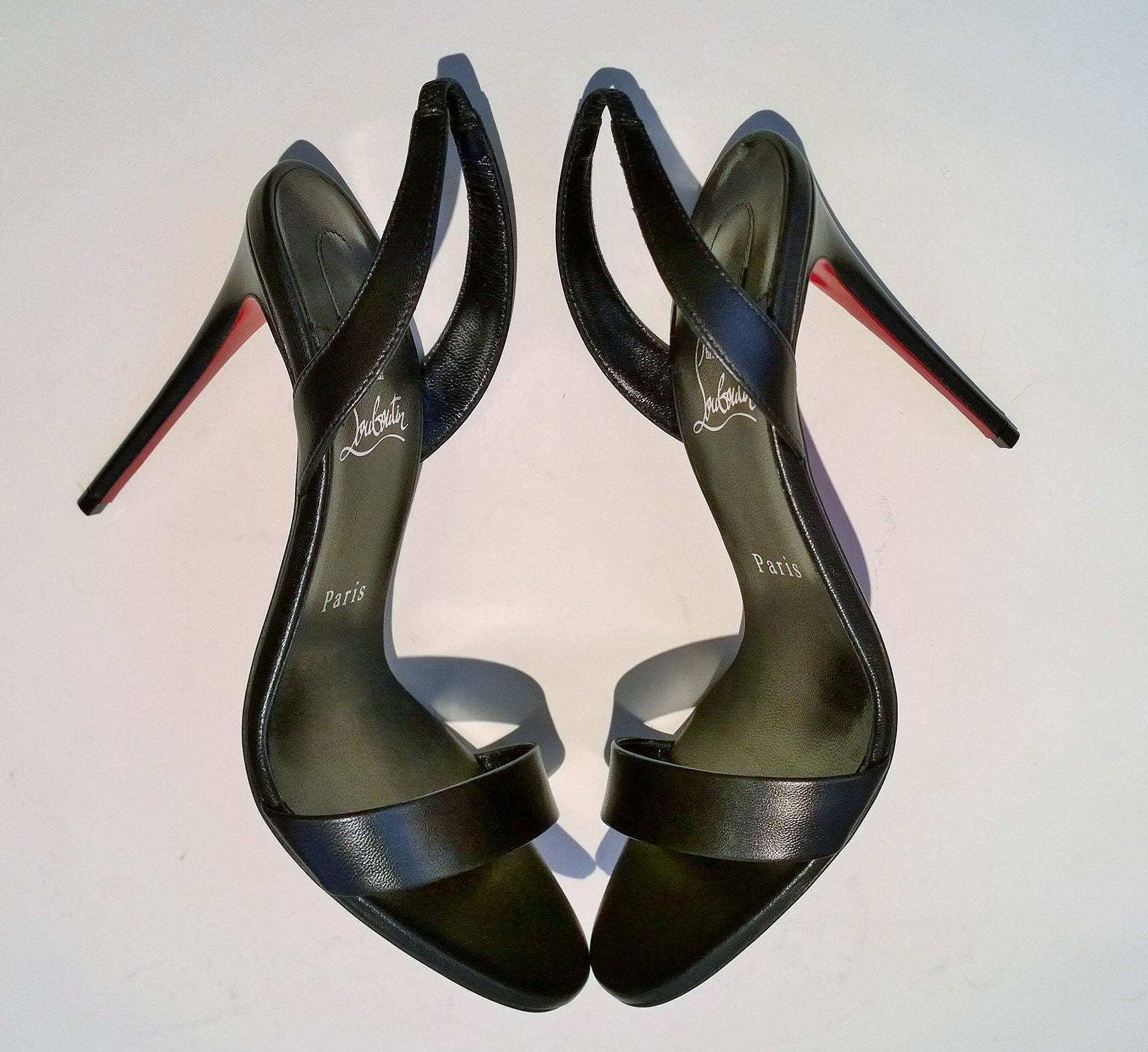 Christian Louboutin O Marylin 100 Black Leather Slingback Sandals - Women's Luxury High Heels (New in Box) - Perfect for Evening Parties, Weddings & Special Occasions