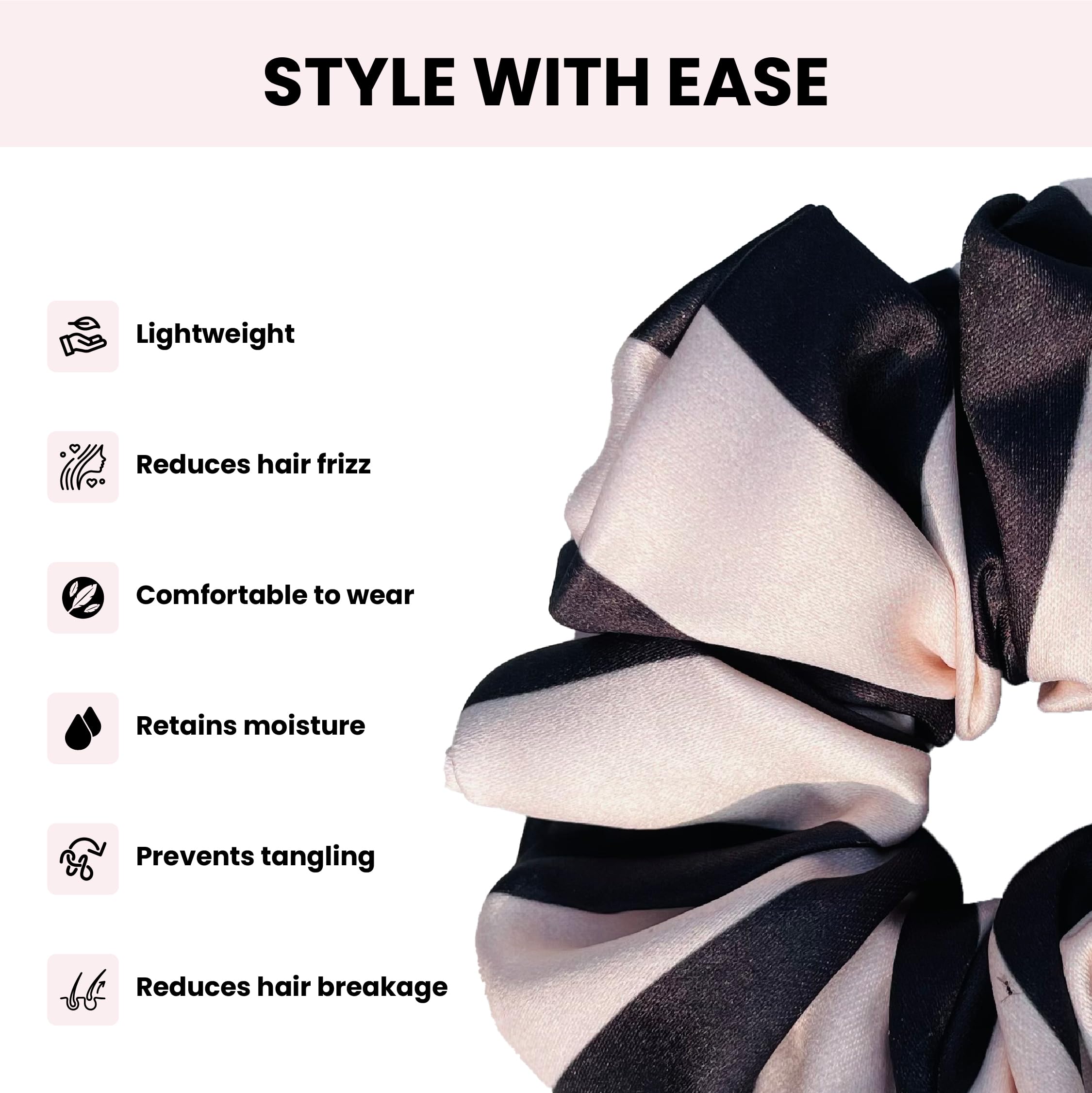 Luxury Satin Scrunchies for Women - Soft Hair Bands Set with Printed Designs & Organizer Bag (3-Pack) - Perfect for Everyday Use, Work, Gym, and Travel