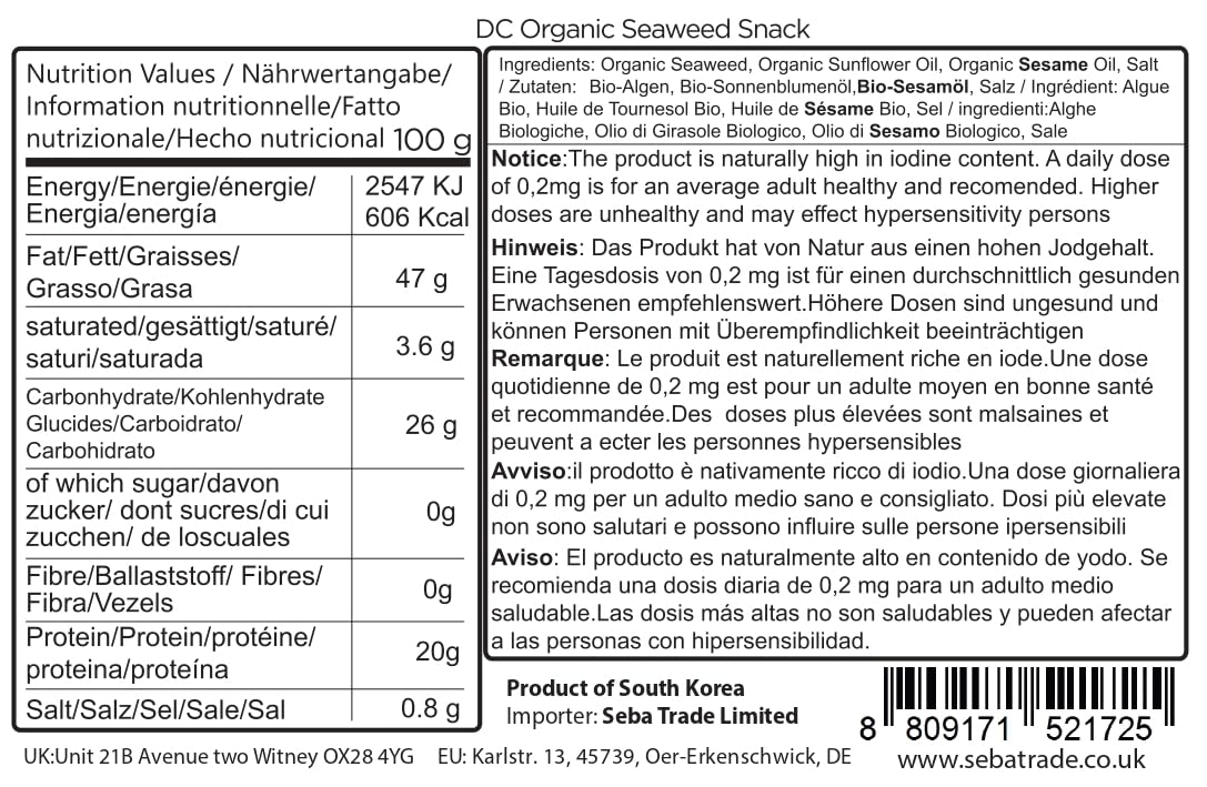 Premium Korean Algen-Snacks 20-Pack - Original Nori Sheets for Healthy Snacking