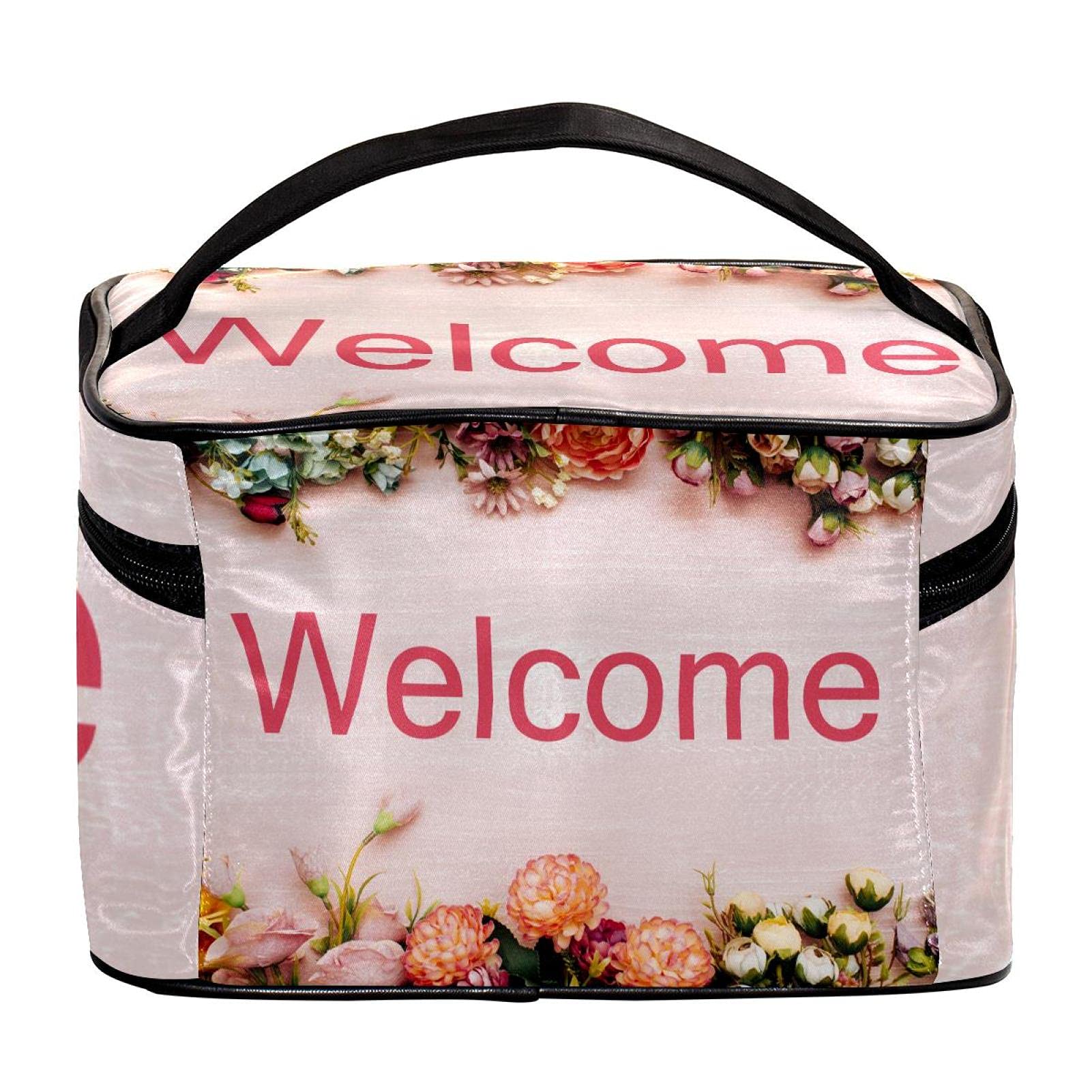 Floral Print Large Travel Makeup Bag - Waterproof Cosmetic Organizer with Zipper for Women & Girls | Perfect for Vacation, Gym, Beach Trips & Daily Use