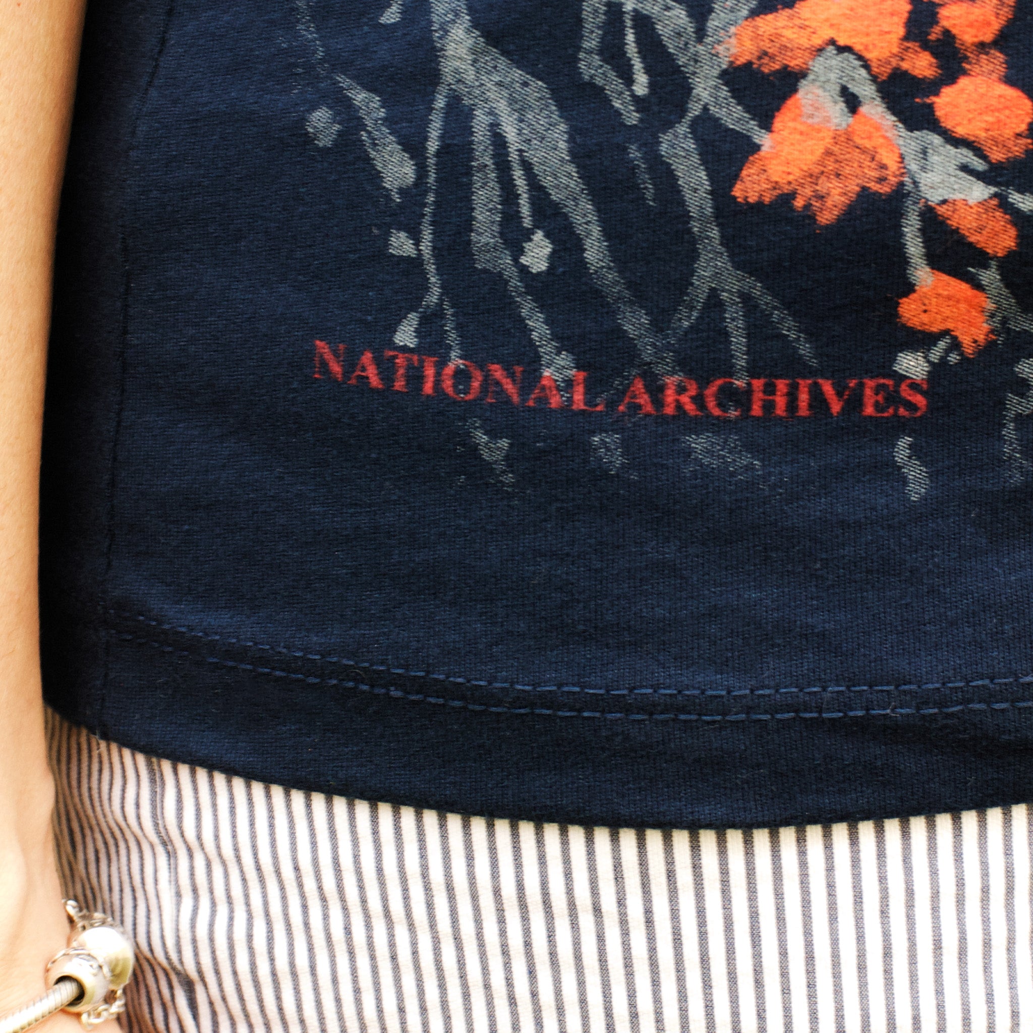 Navy Blue Cherry Blossom T-Shirt for Women - Soft Cotton Casual Tee - Spring Floral Print Top for Streetwear & Everyday Outfits