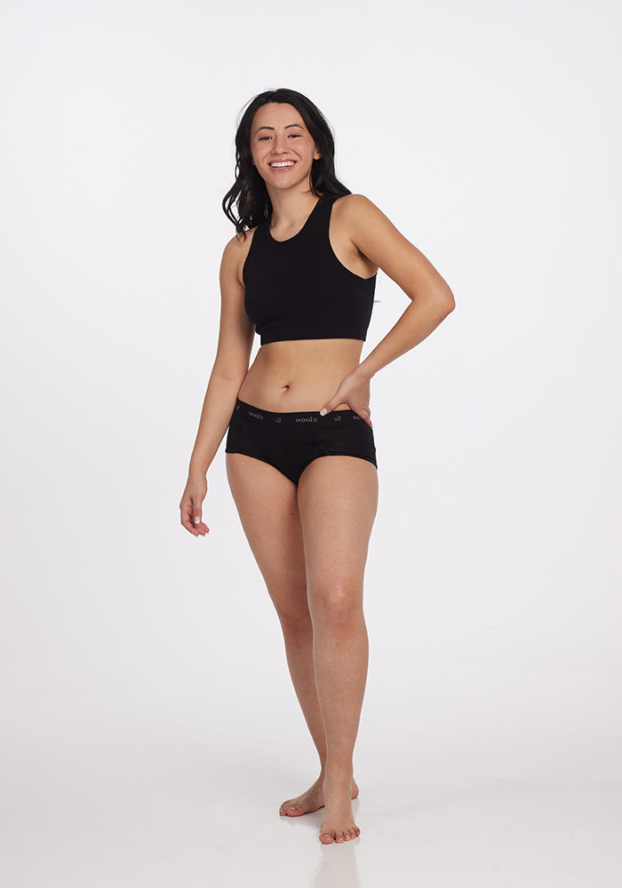 Lila Boy Shorts for Women - Comfortable Cotton Underwear, Black - Perfect for Sleepwear, Lounge & Everyday Wear