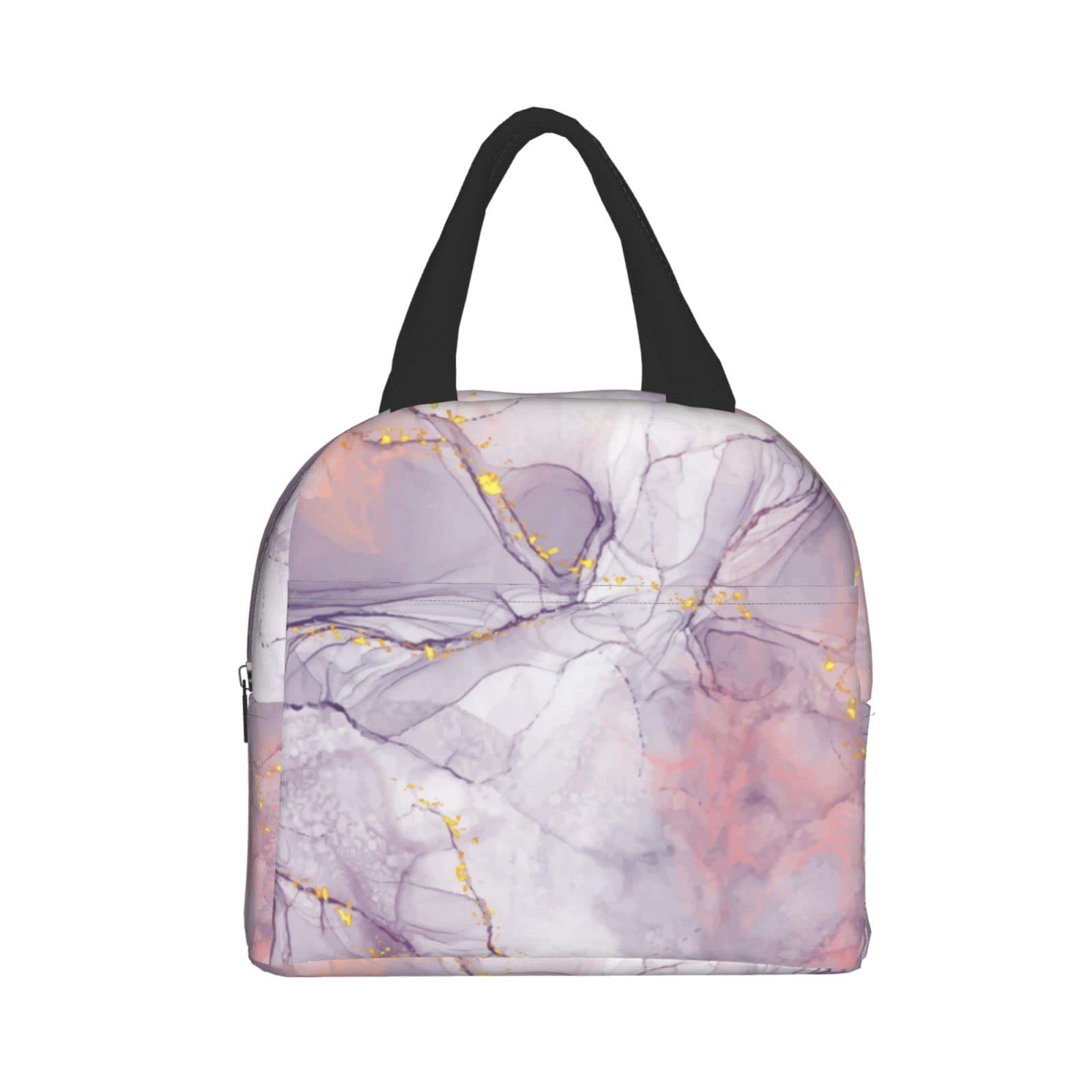 Insulated Marble Print Lunch Bag - Reusable & Leak-Proof Meal Container for Work, Travel & Picnic | Portable Tote for Men & Women | Keep Food Fresh for Hours