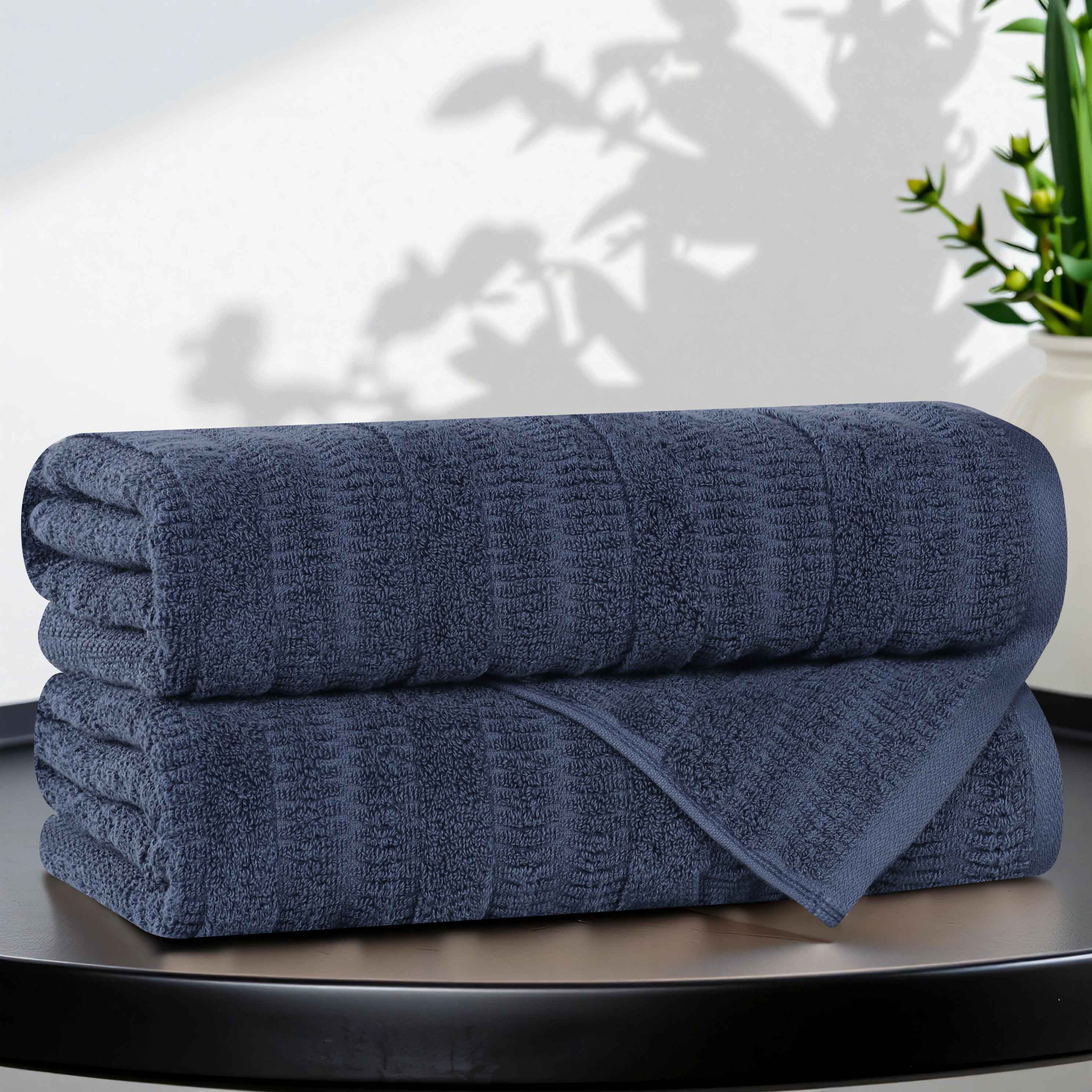 Premium Mika Smart Twist Cotton Bath Towels Set of 2 - Ultra Soft, Absorbent Vertical Ribbed Design for Spa, Bathroom & Luxury Home Use