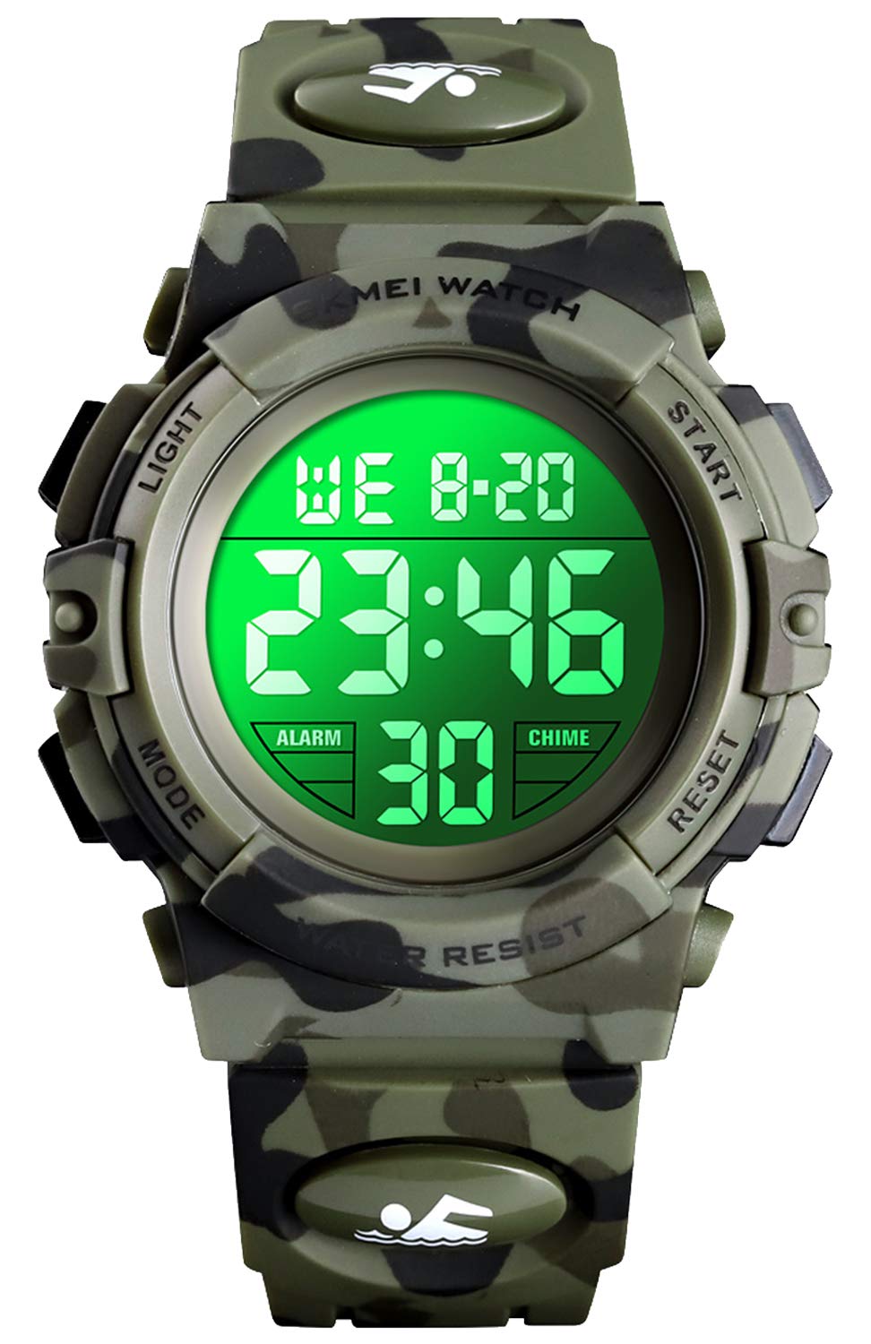 Utimers Boys Digital Sports Watch - Waterproof Kids Watch with Alarm, Timer & LED Light - Durable Silicone Band for Outdoor Activities, Swimming & School Use