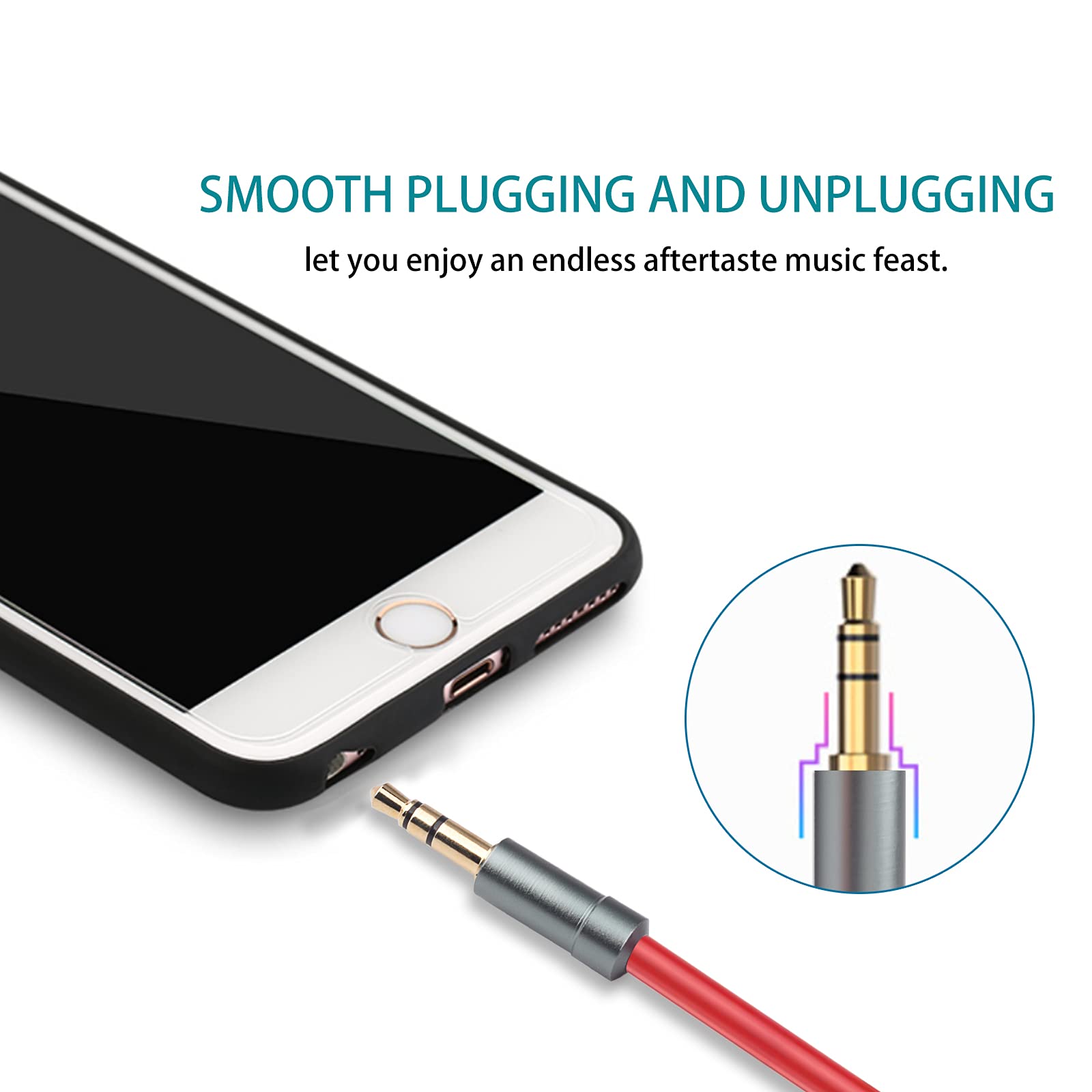 Alitutumao 3.5mm Aux Cable - High Fidelity Stereo Audio Cord (5 Feet) - Male to Male Connector for Headphones, Smartphones, Car Stereos, Speakers & More | Perfect for Home, Office & Car Audio Systems