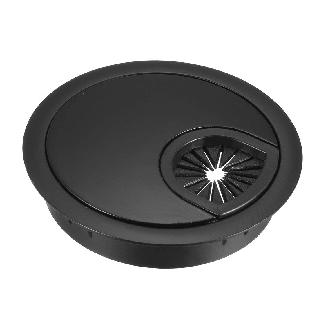 uxcell 2.4Inch/60mm Zinc Alloy Cable Hole Cover - Black Desk Wire Grommet for Office PC Cable Management | Organize Cords on Workstations & Home Desks