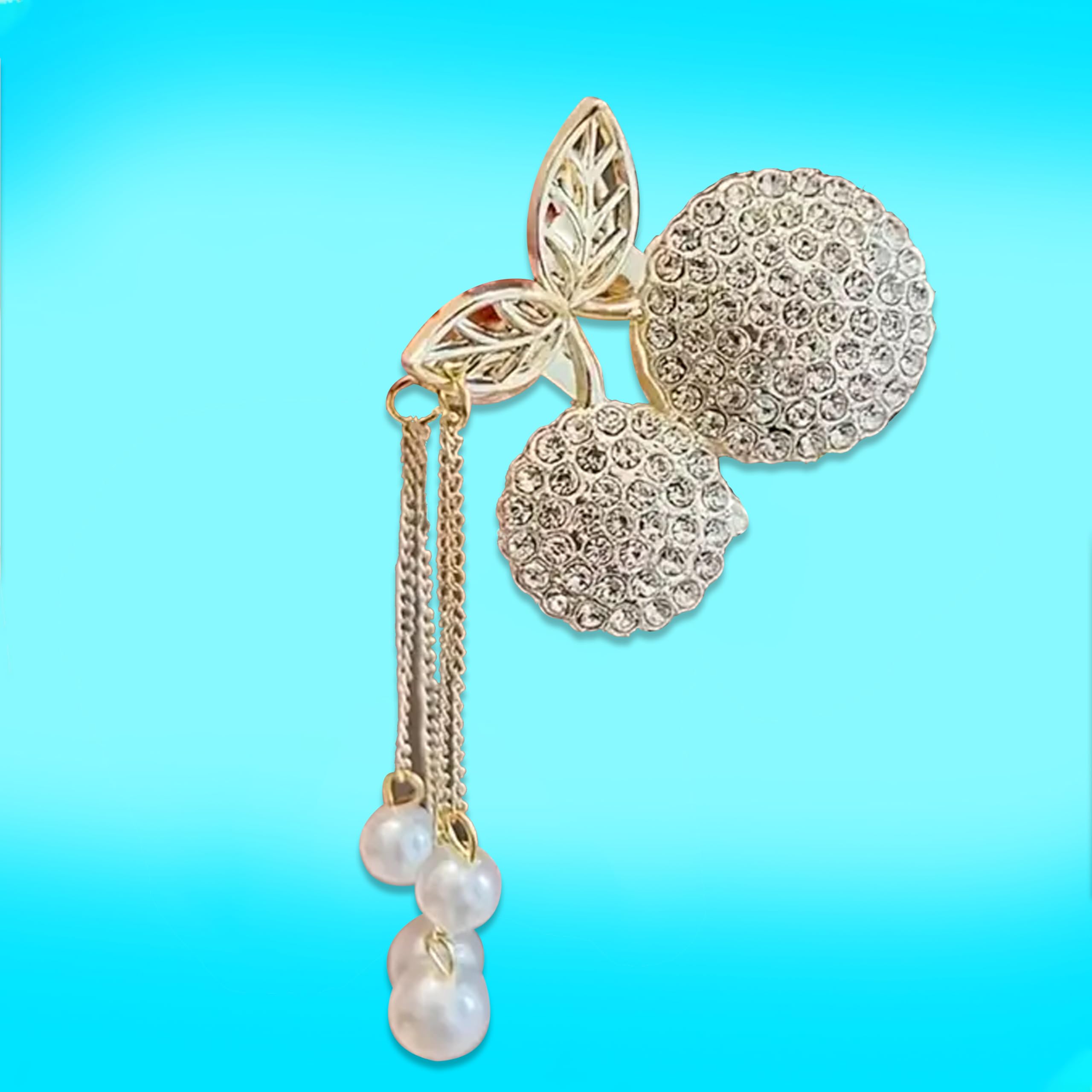 Myra Collection 1 Piece Gold Pearl Tassel Hair Claw Clip - Elegant Metal Hair Clutch for Women & Girls - Perfect for Weddings, Parties and Everyday Styling