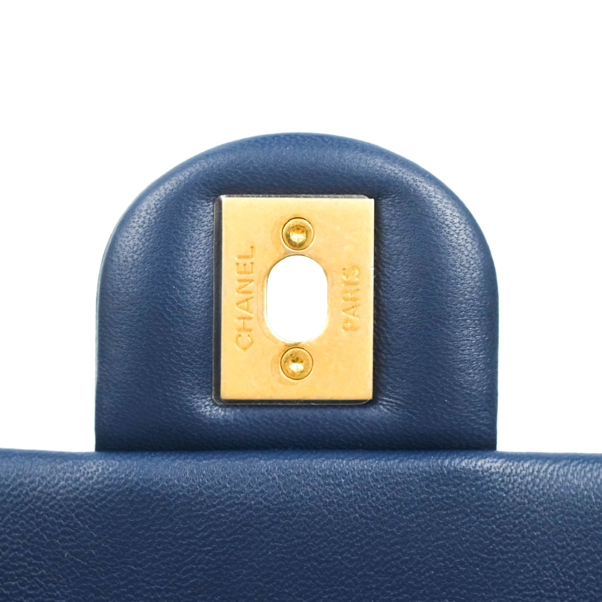 Chanel Navy Lambskin Circular Handle Flap Bag with Aged Gold Hardware - Luxury Crossbody Purse for Women, Perfect for Evening Events & Date Nights