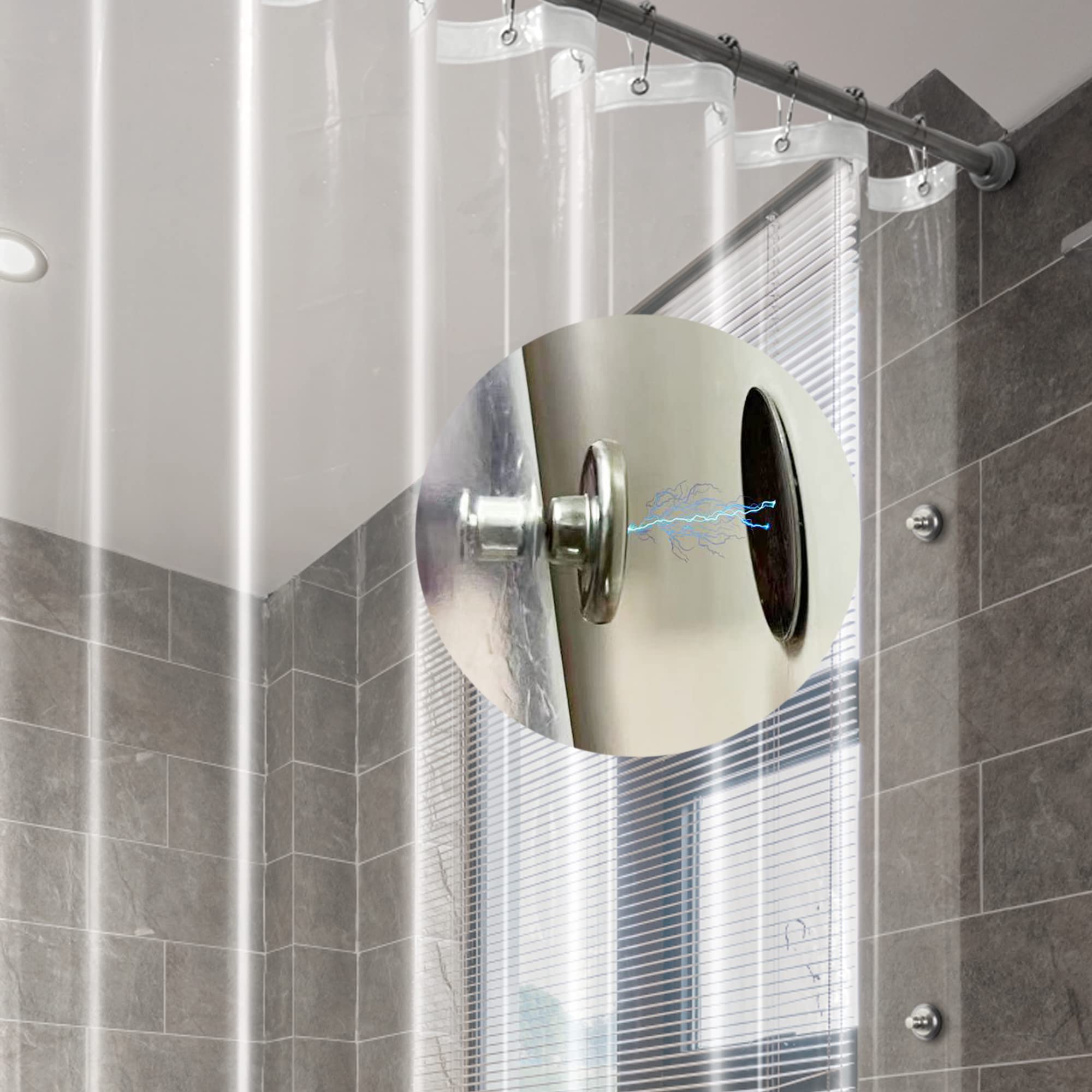 Premium Clear Shower Curtain Liner with 5 Bottom Magnets & 8 Magnetic Clips - 72x72 Inch Leakproof Lightweight Bath Curtain for Shower/Tub - Perfect for Bathrooms, Apartments, Dorms & RVs