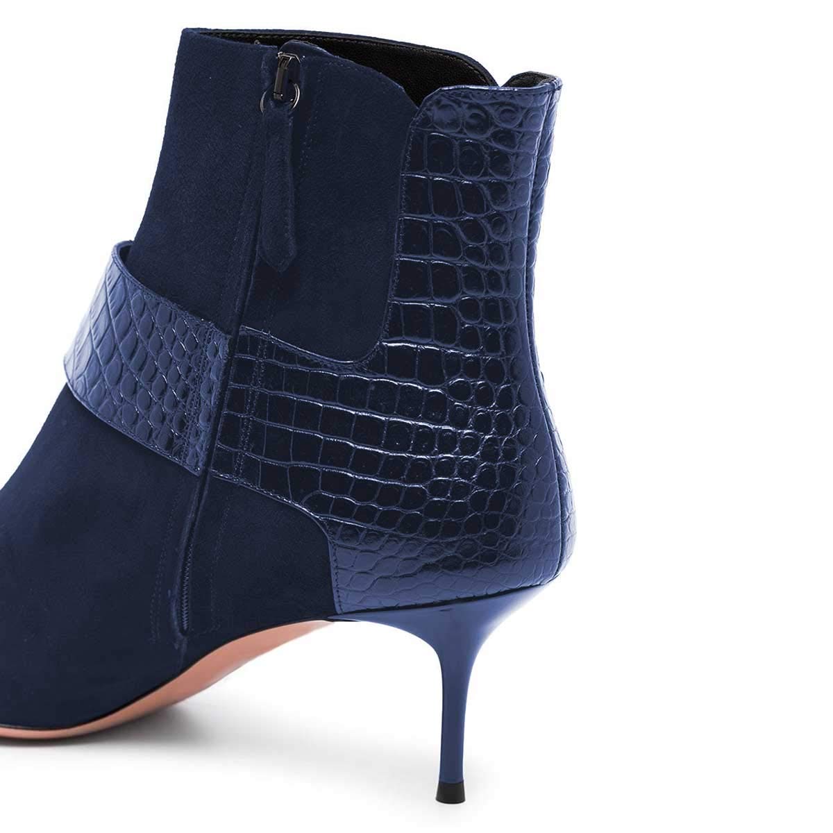 FSJ Women's Fashion Ankle Boots - Pointed Toe High Heel Booties with Side Zipper & Buckle, Comfortable Dress Shoes for Evening Party, Office & Fall Outfits, US Size 4-15