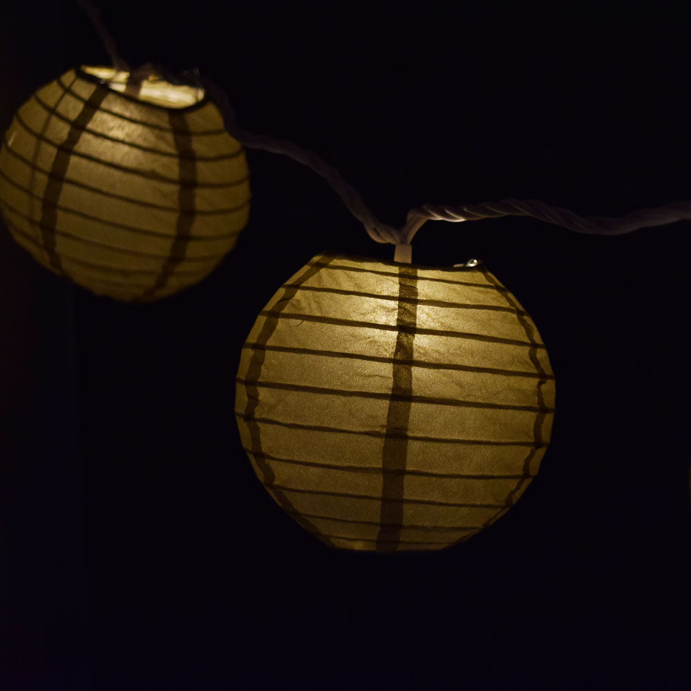 10 Pack Gold Round Paper Lanterns with Even Ribbing - Hanging Party Decorations for Weddings, Birthdays & Home Decor (String Lights Sold Separately)